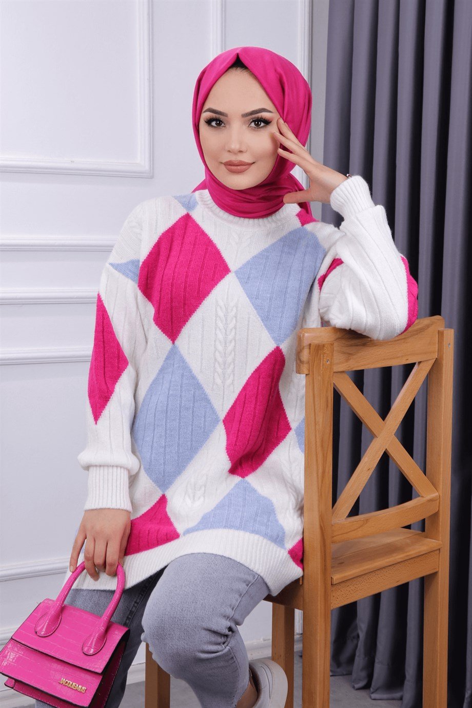 Yumoş tunik yeşil beyaz