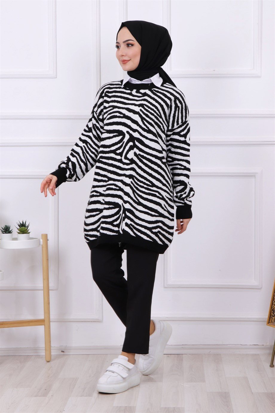 ZEBRA DESEN SİYAH TUNİK
