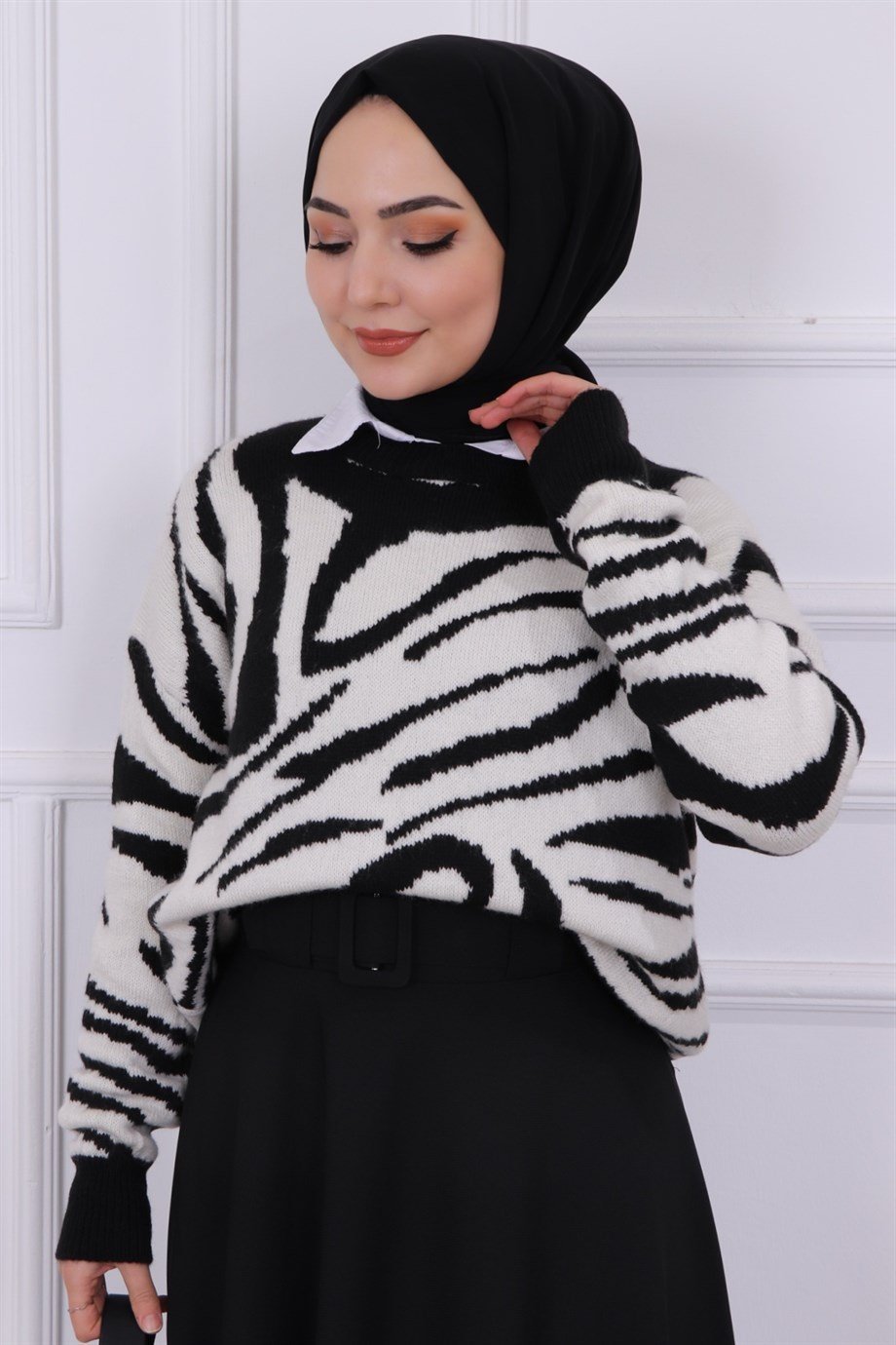 ZEBRA DESEN TRİKO KAZAK