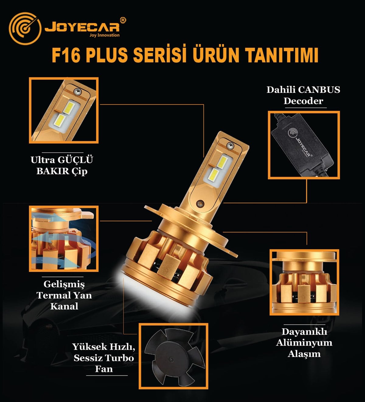 F16 Plus H4 Şimşek Etkili CSP Led Far Ampulü