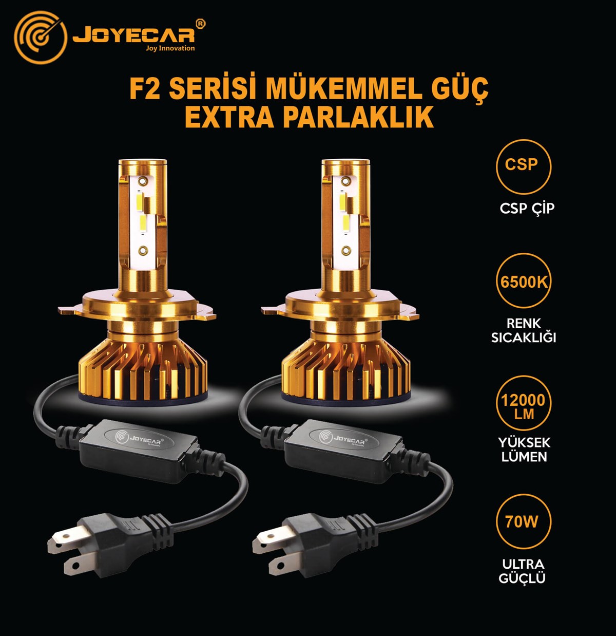 F2 Mini 24V H4 Şimşek Etkili CSP Led Far Ampulü