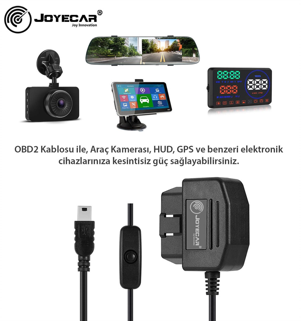Joyecar OBD2 Araç Kamera Park Modu Enerji Kablo Akü Akım Korumalı