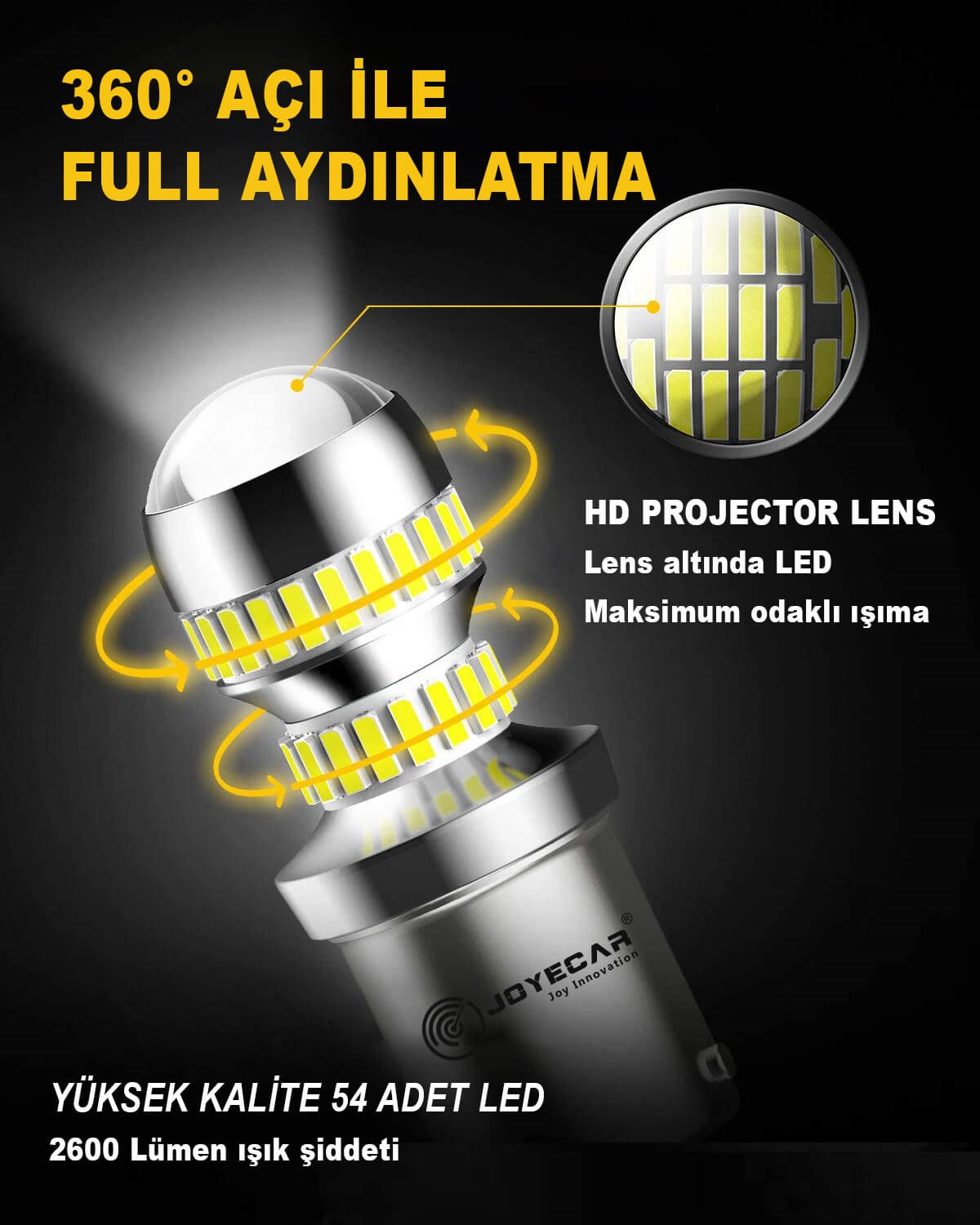 Joyecar X7 Serisi 1157 P21/5W Geri Vites Fren Sinyal Stop Köşe Side Marker Lamba