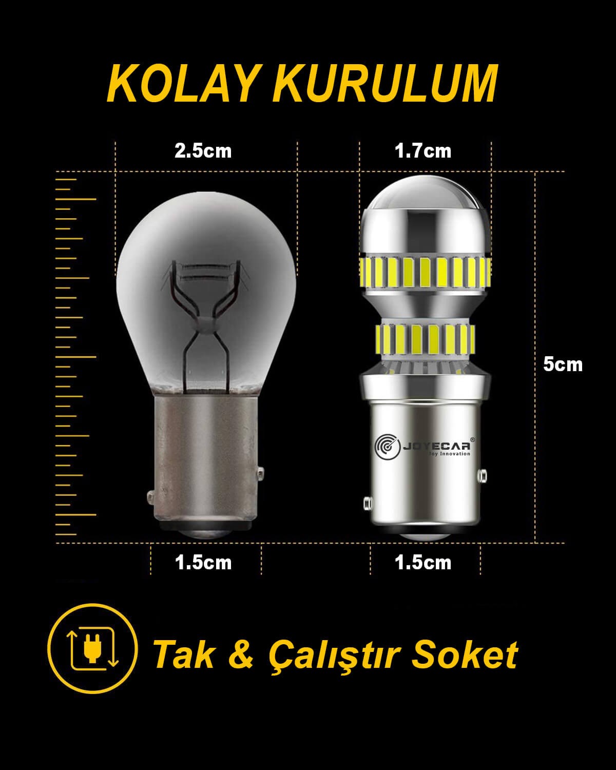 Joyecar X7 Serisi 1157 P21/5W Geri Vites Fren Sinyal Stop Köşe Side Marker Lamba
