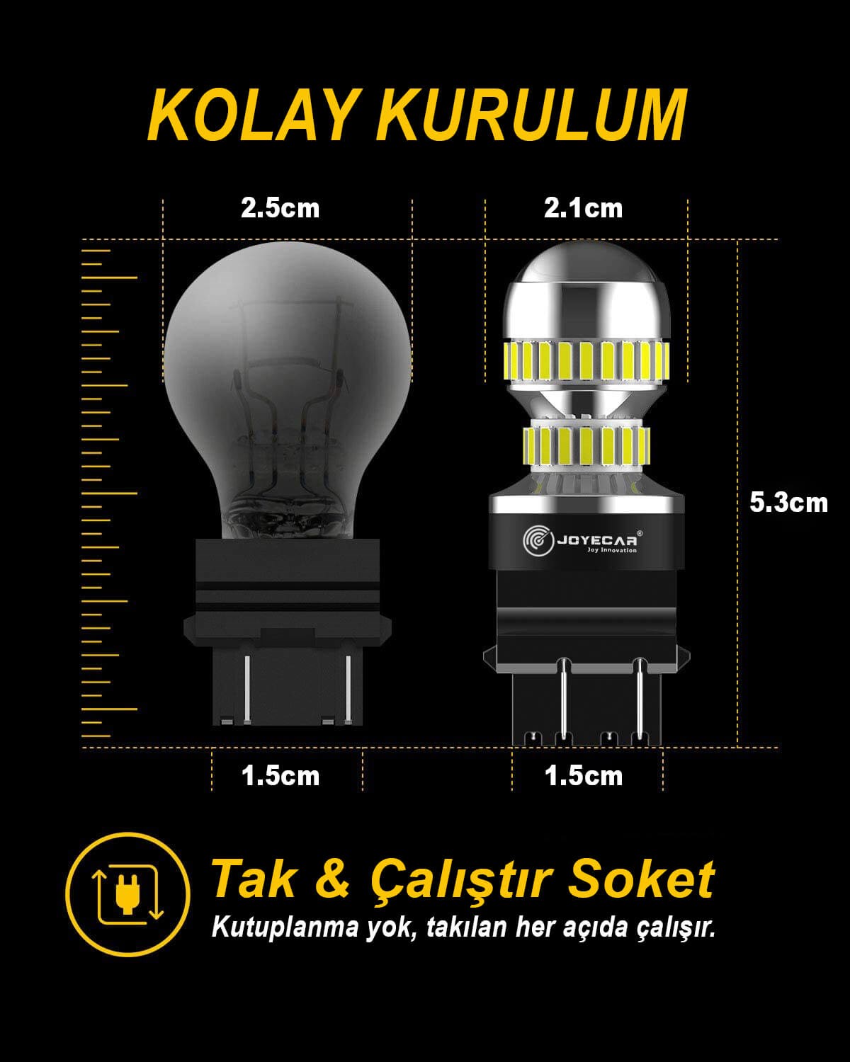 Joyecar X7 Serisi T25 3157 3156 Geri Vites Fren Sinyal Stop Gündüz Farı Lamba