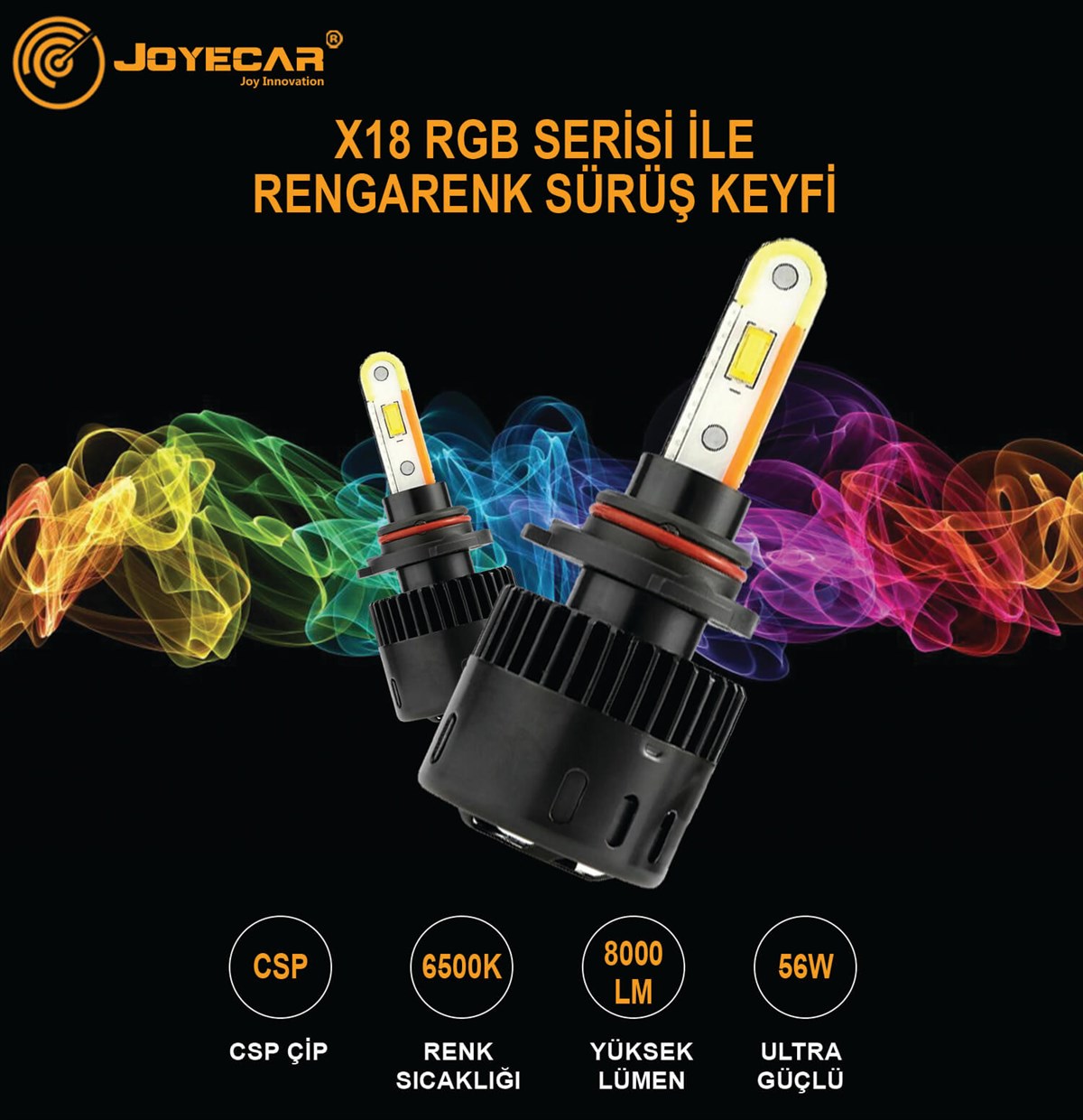 X18 RGB H7 Şimşek Etkili CSP Led Far Ampulü