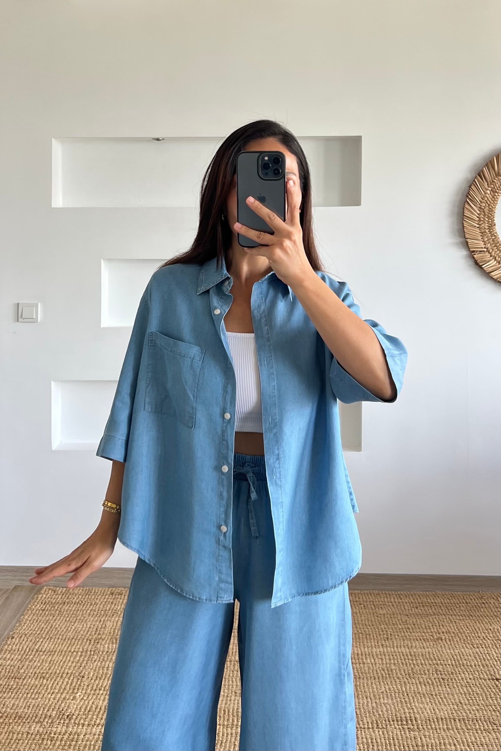 Açık Mavi Oysho Kumaş Modal Tshirt Pantolon Takım uygun fiyatlarda www.butikhola.com adresinde