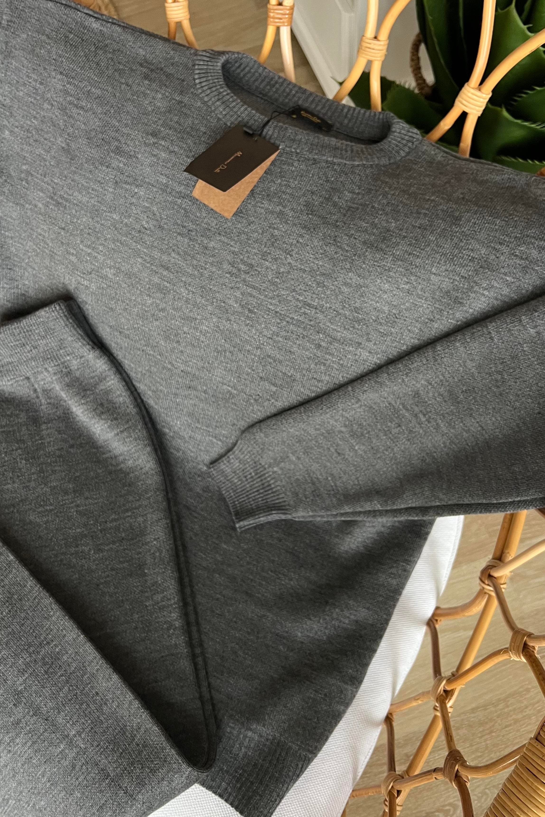 Antrasit Çelik Örme Triko Takım uygun fiyatlarda www.butikhola.com adresinde