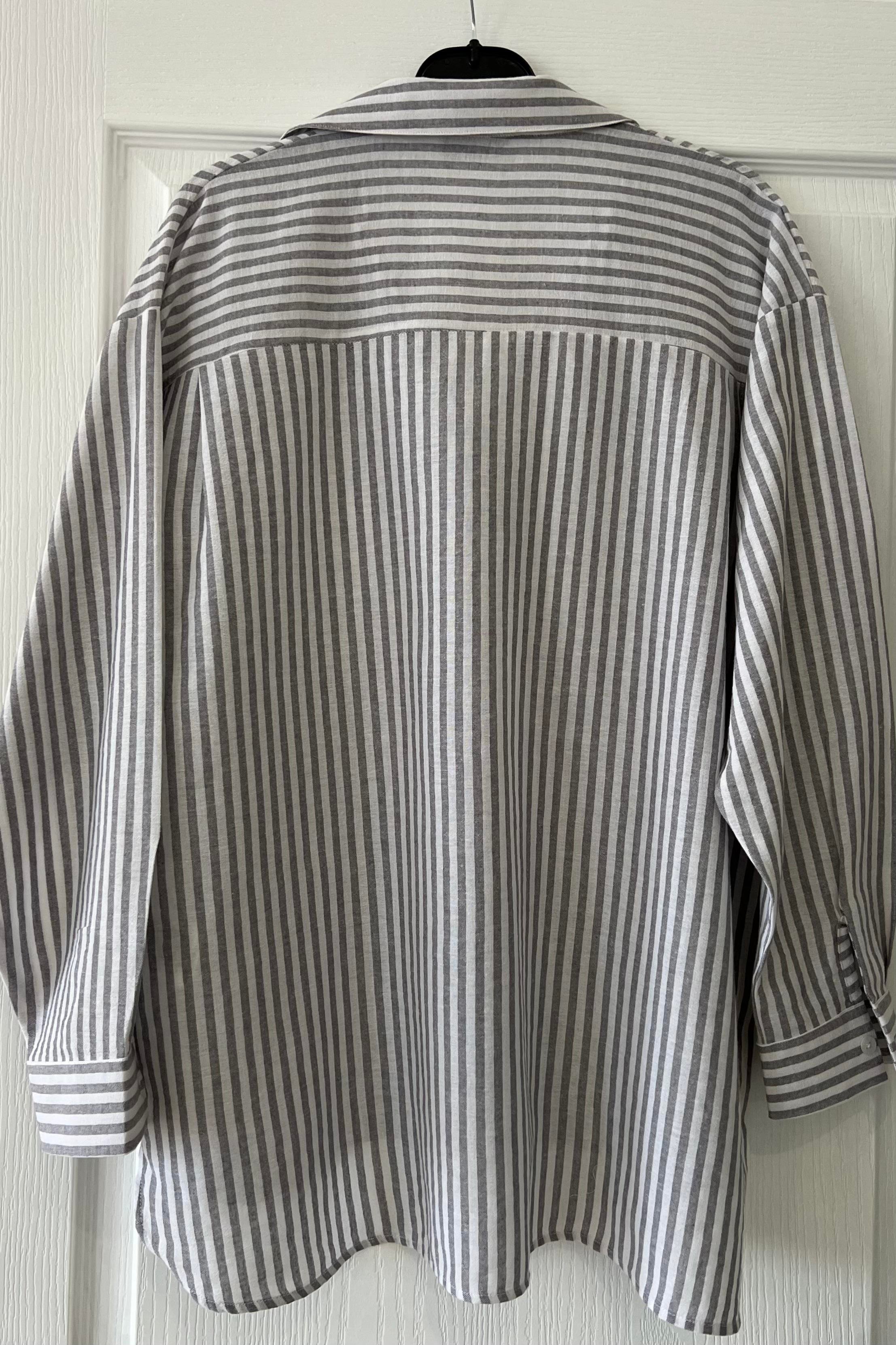 Antrasit Çizgili Organik Pamuk Gömlek  uygun fiyatlarda www.butikhola.com adresinde