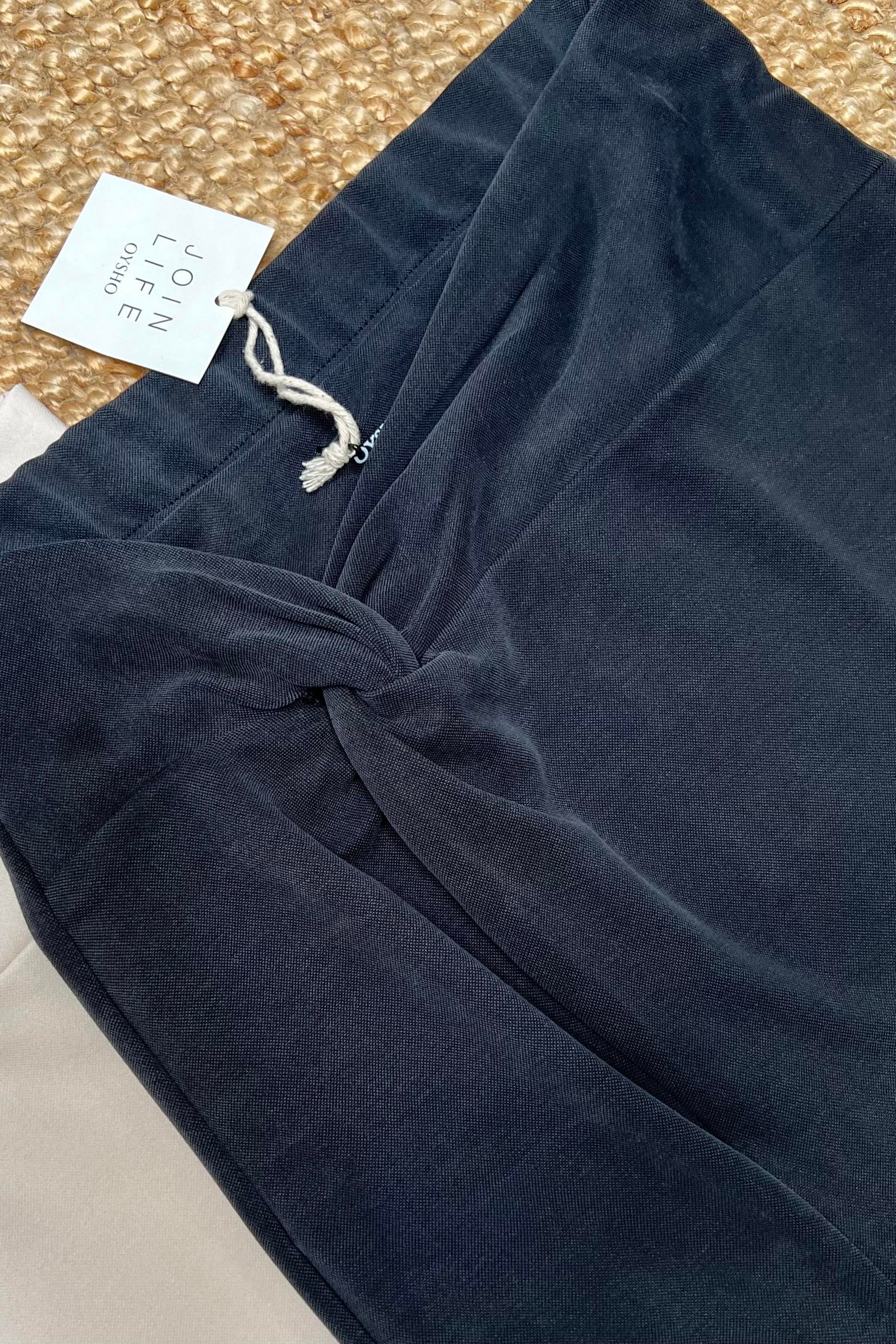 Antrasit Düğümlü Midi Modal Etek uygun fiyatlarda www.butikhola.com adresinde