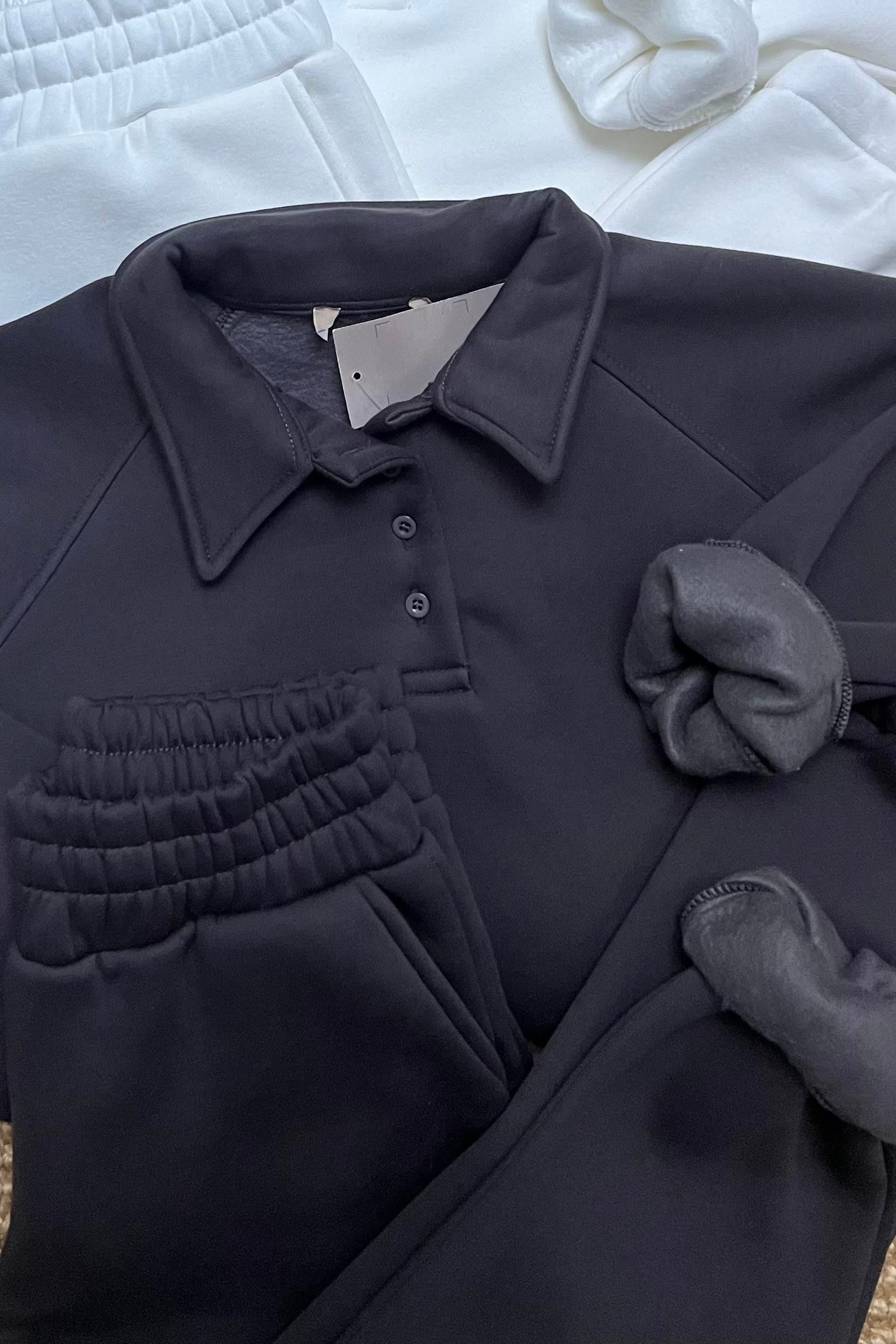 Antrasit İçi Polarlı Polo Yaka Sweatshirt Eşofman Takım uygun fiyatlarda www.butikhola.com adresinde