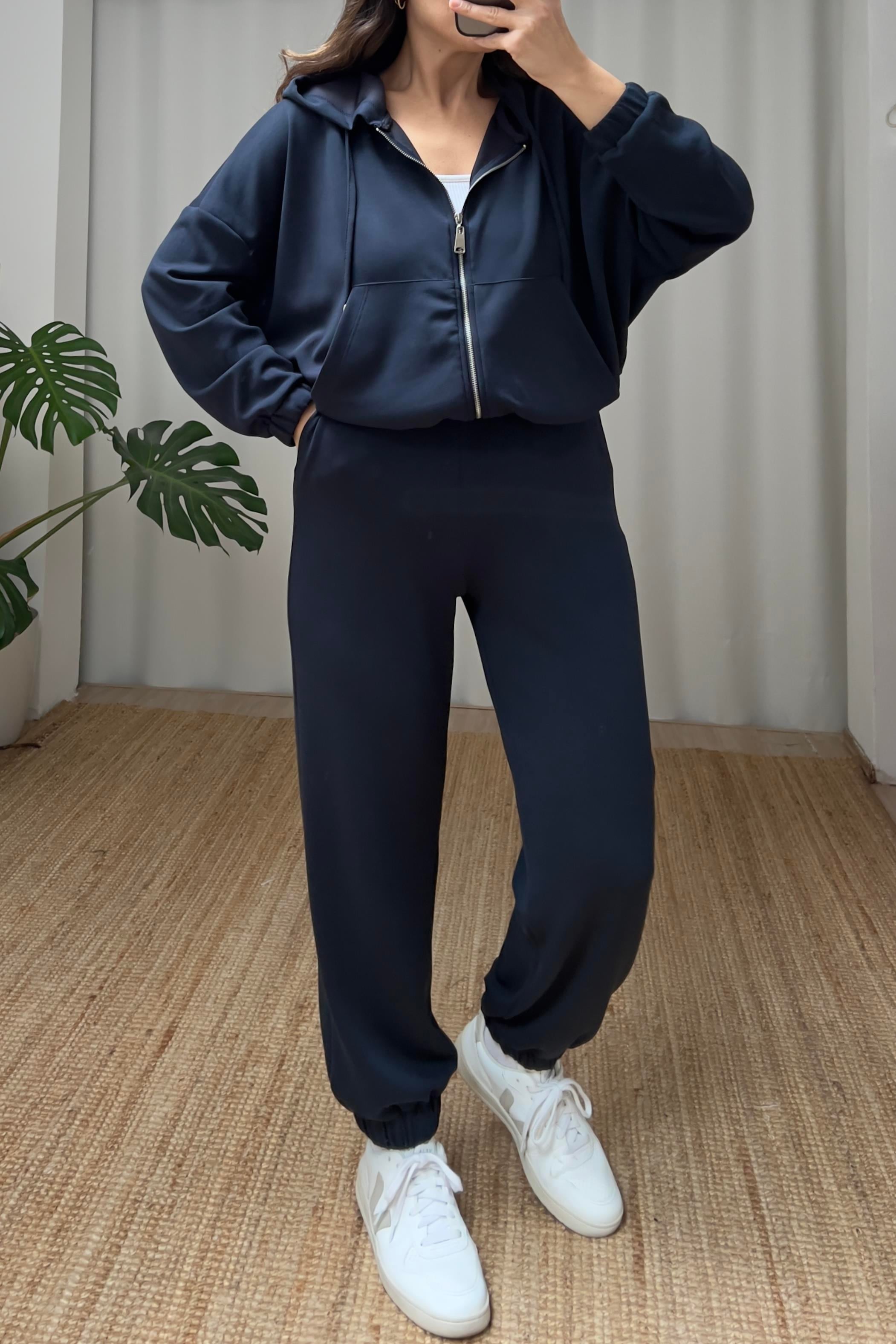 Antrasit Kapüşonlu Hırkalı Modal Takım uygun fiyatlarda www.butikhola.com adresinde