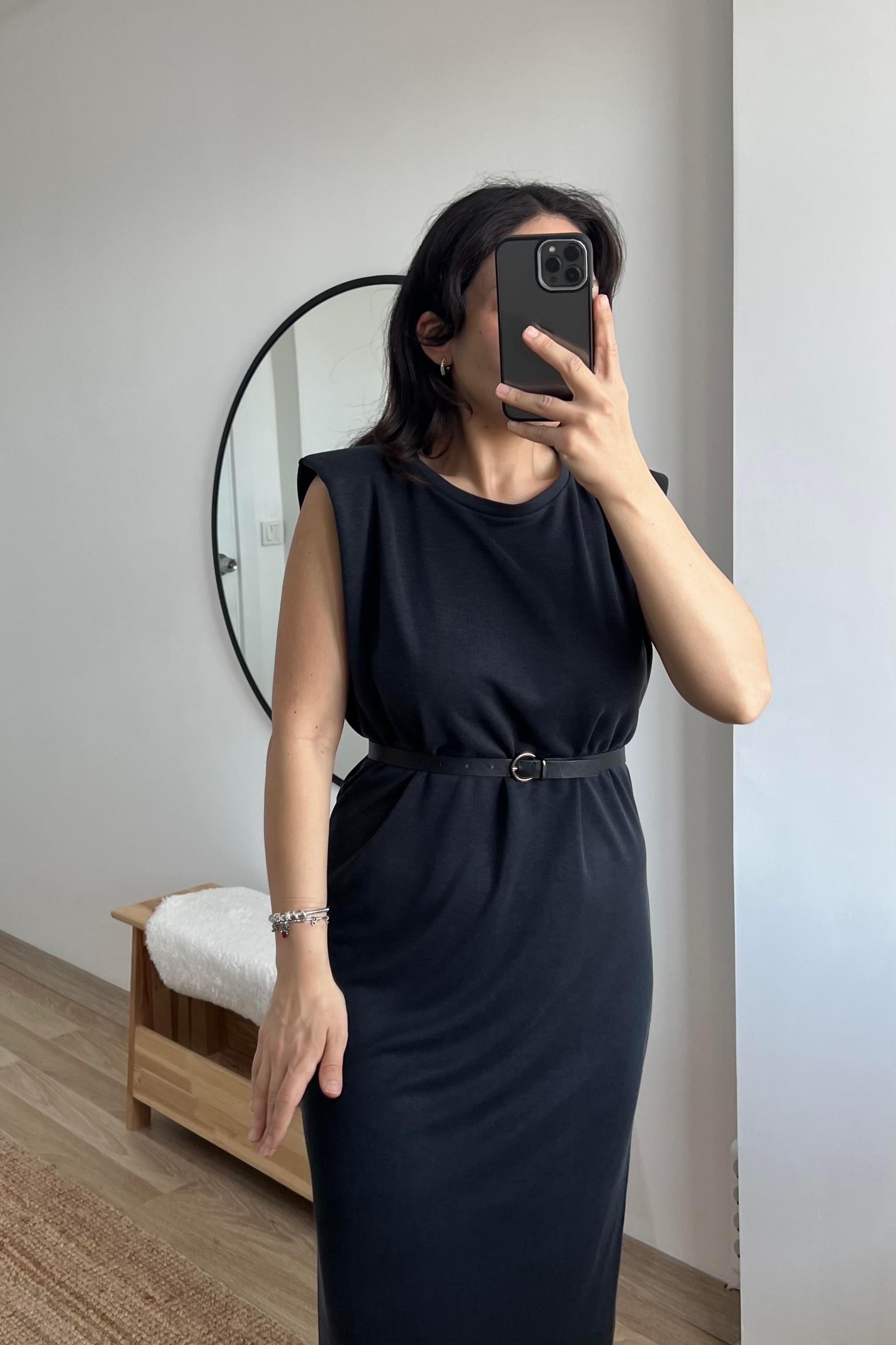 Antrasit Modal Vatkalı Elbise uygun fiyatlarda www.butikhola.com adresinde