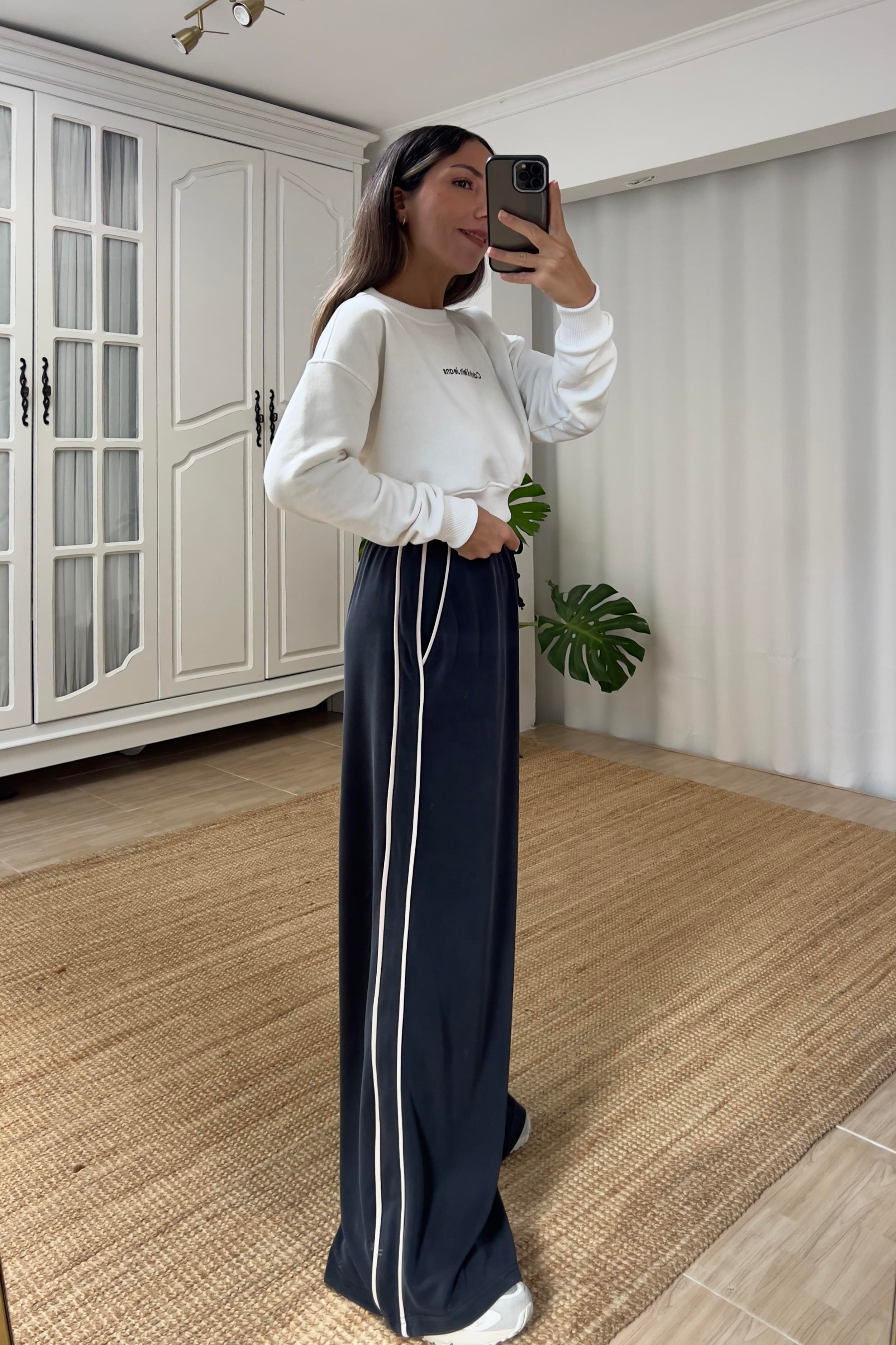 Antrasit Oys Şerit Detaylı Rahat Modal Pantolon uygun fiyatlarda www.butikhola.com adresinde