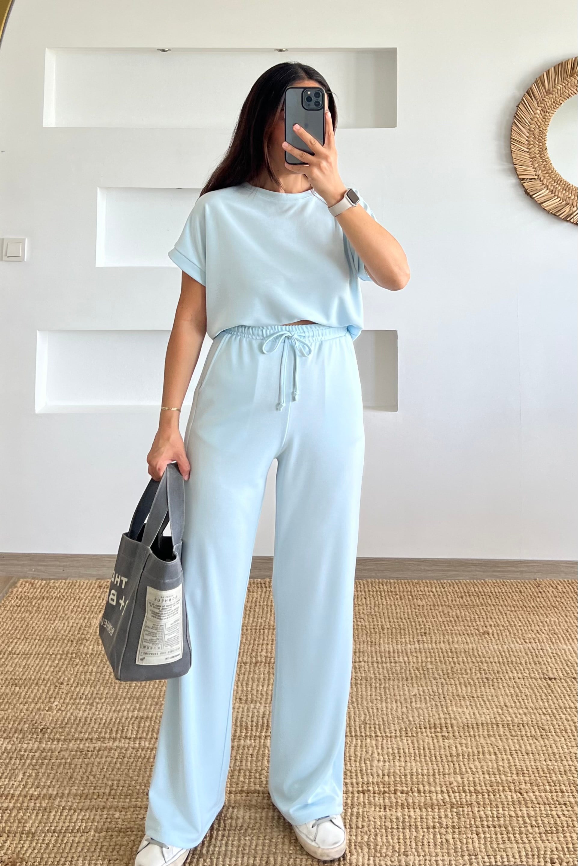 Bebe Mavisi Oysho Kumaş Modal Tshirt Pantolon Takım uygun fiyatlarda www.butikhola.com adresinde