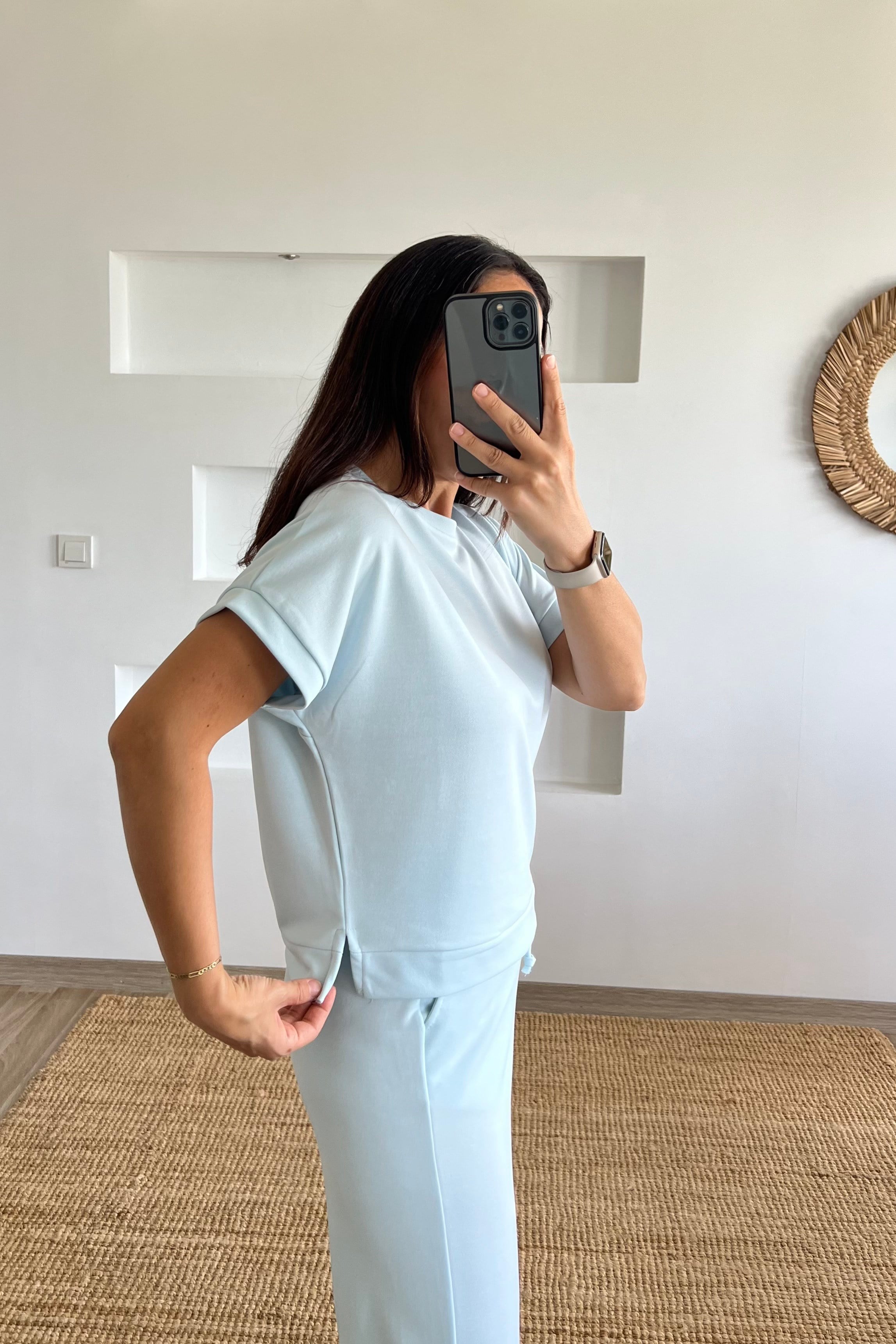 Bebe Mavisi Oysho Kumaş Modal Tshirt Pantolon Takım uygun fiyatlarda www.butikhola.com adresinde