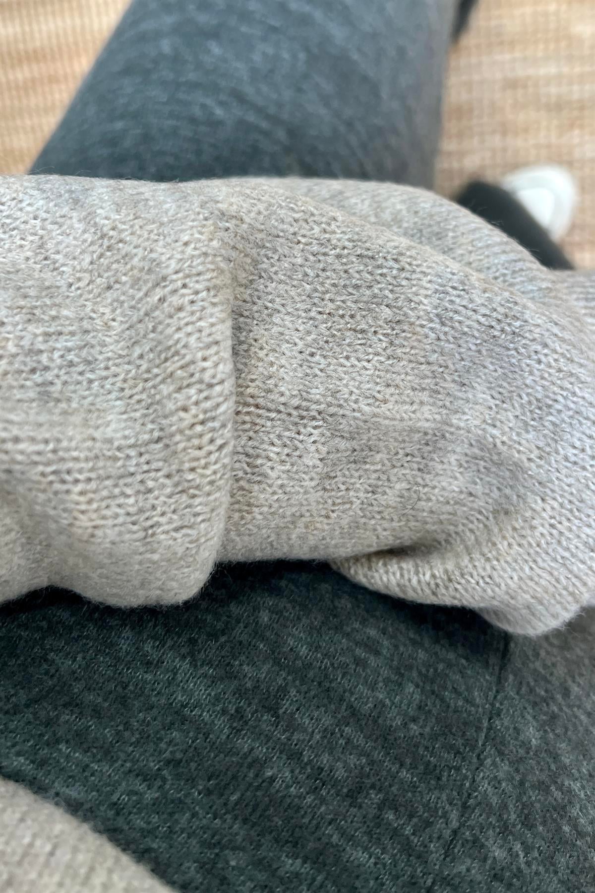 Bej Melanj Oversize Basic Kazak uygun fiyatlarda www.butikhola.com adresinde