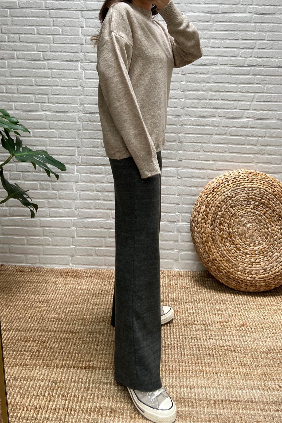 Bej Melanj Oversize Basic Kazak uygun fiyatlarda www.butikhola.com adresinde