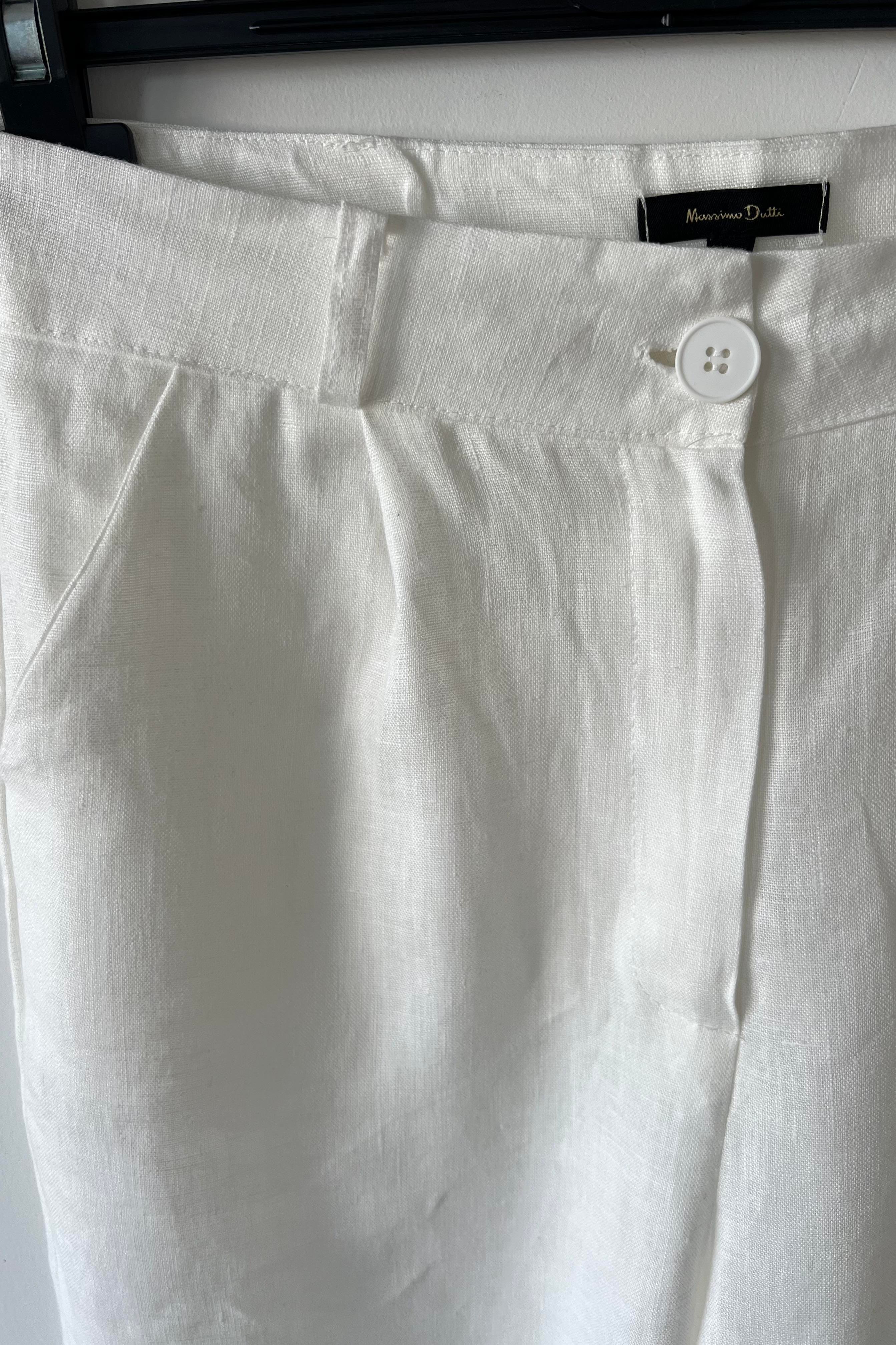 Beyaz Ham Keten Düz Kesim Pantolon uygun fiyatlarda www.butikhola.com adresinde