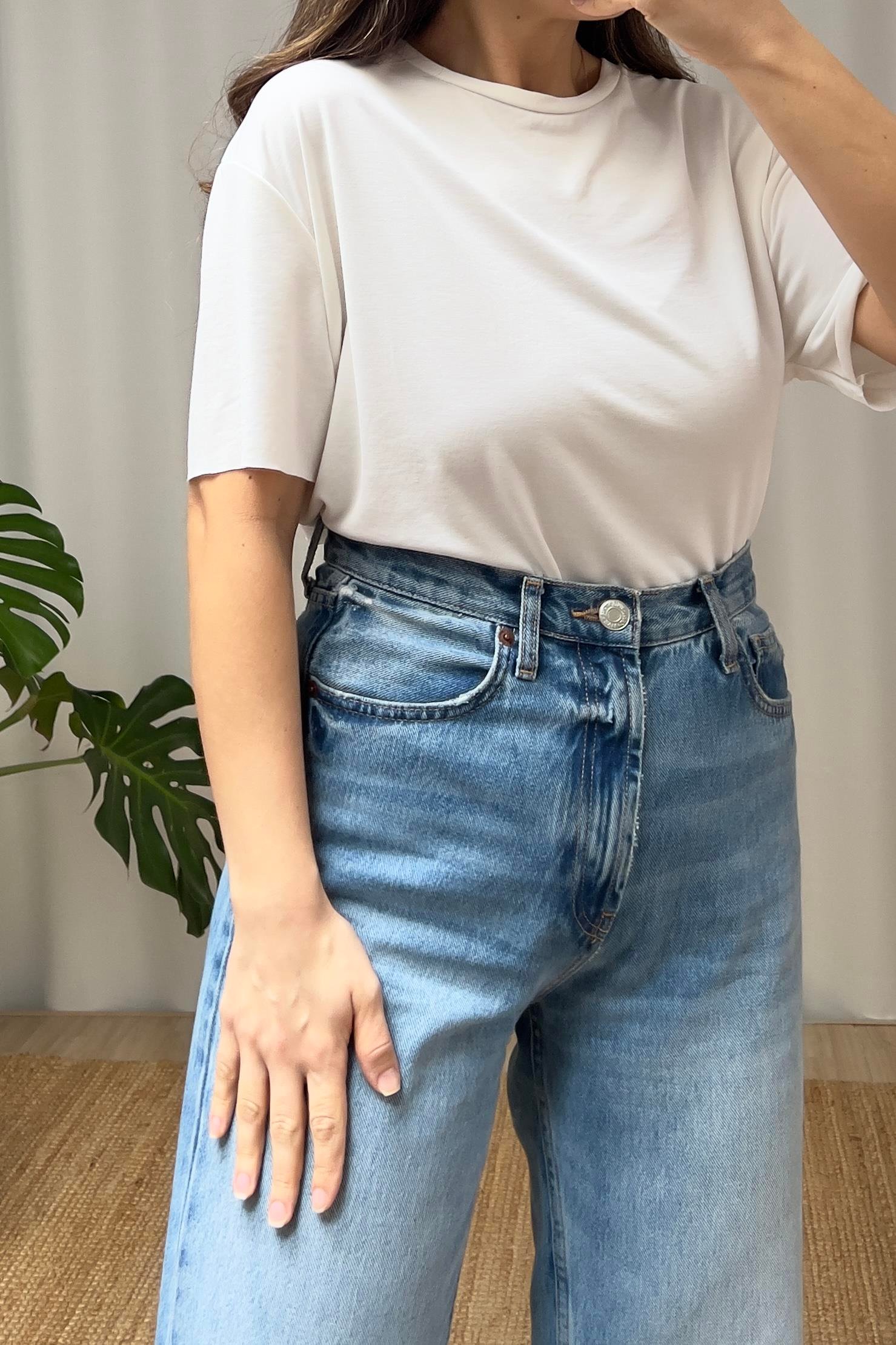Beyaz Oys Modal Tshirt uygun fiyatlarda www.butikhola.com adresinde