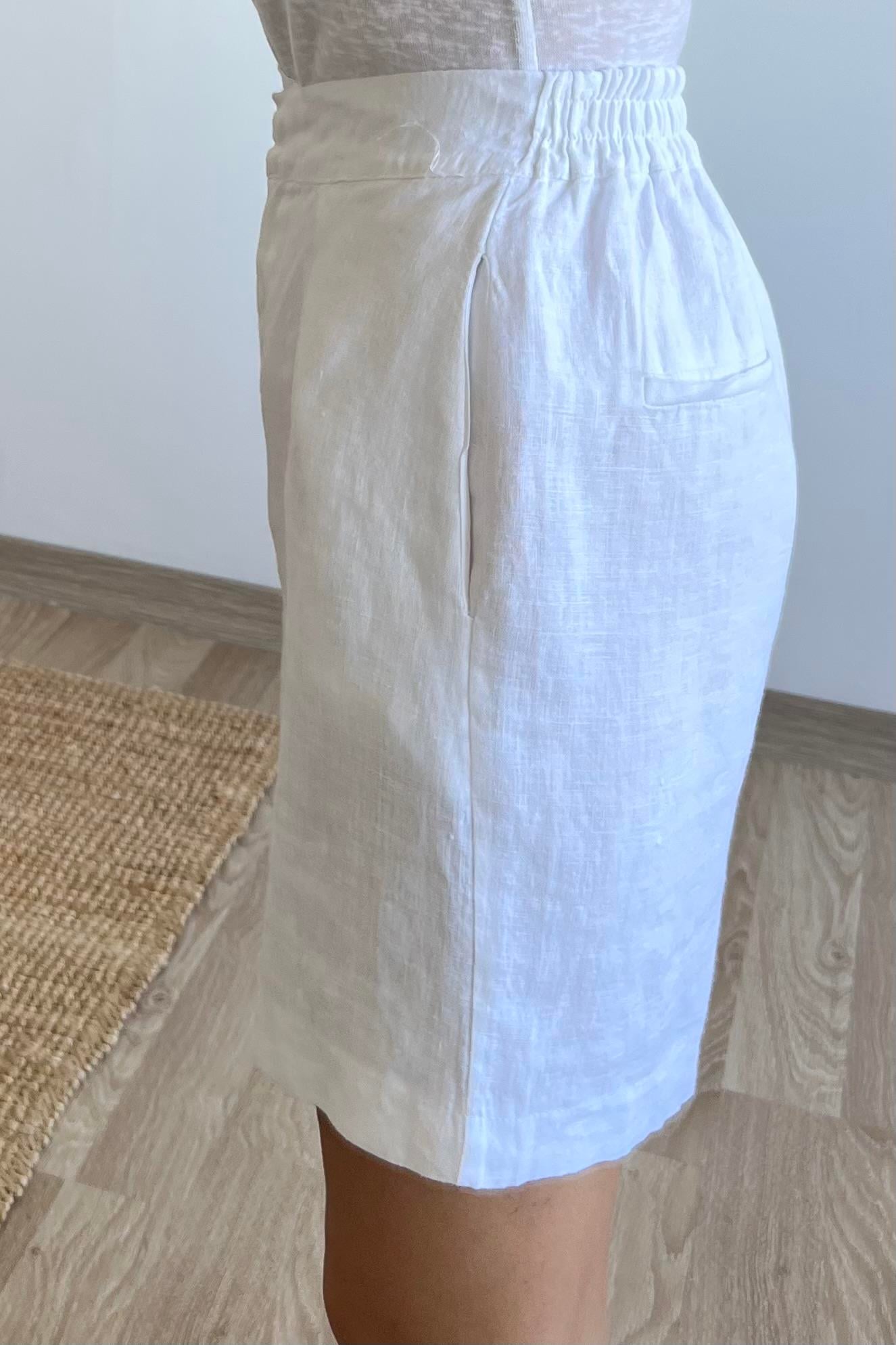 Beyaz Şehir Boy Ham Keten Premium Şort uygun fiyatlarda www.butikhola.com adresinde