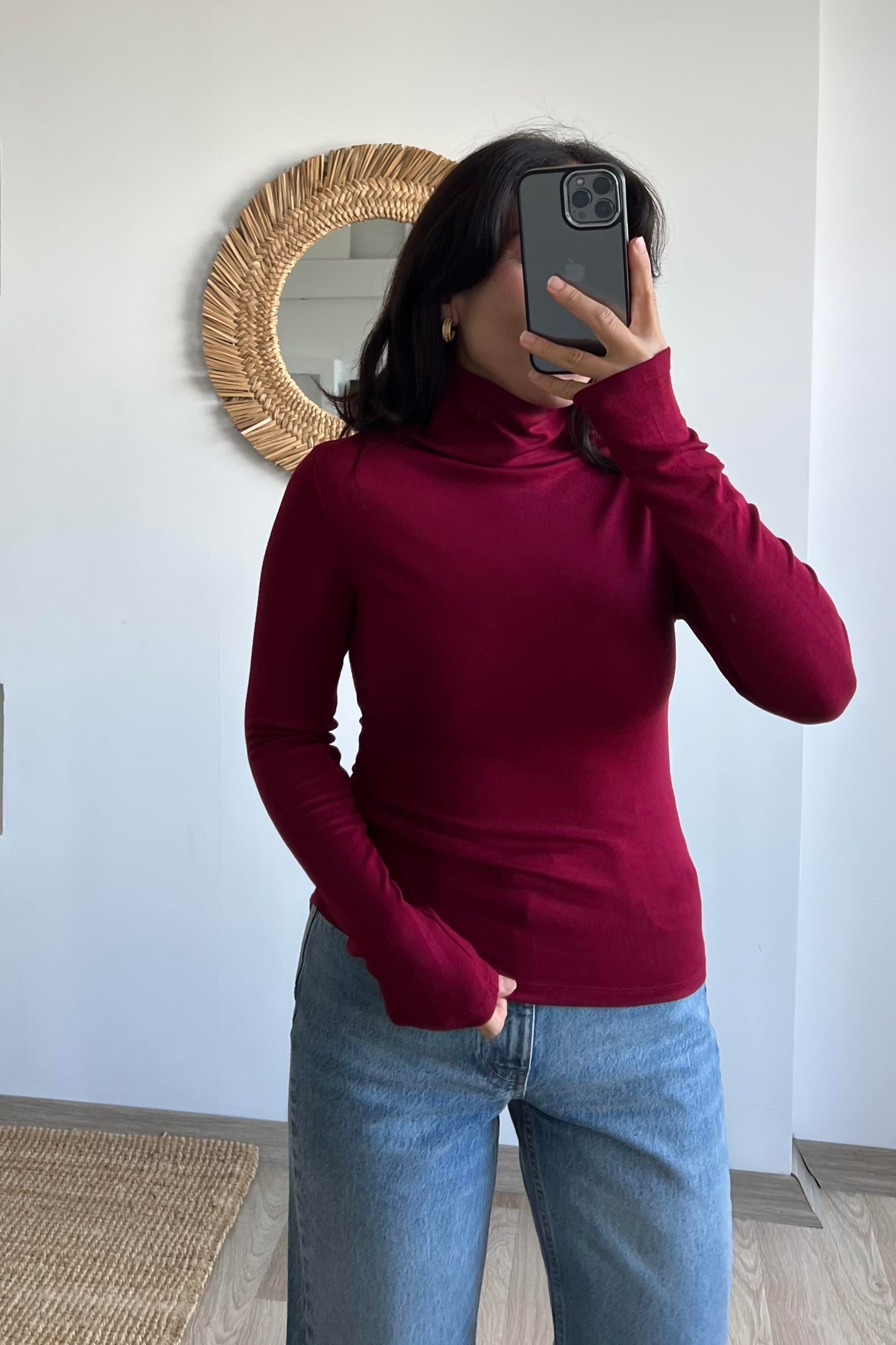 Bordo Boğazlı Yumuşak Dokulu Bluz  uygun fiyatlarda www.butikhola.com adresinde