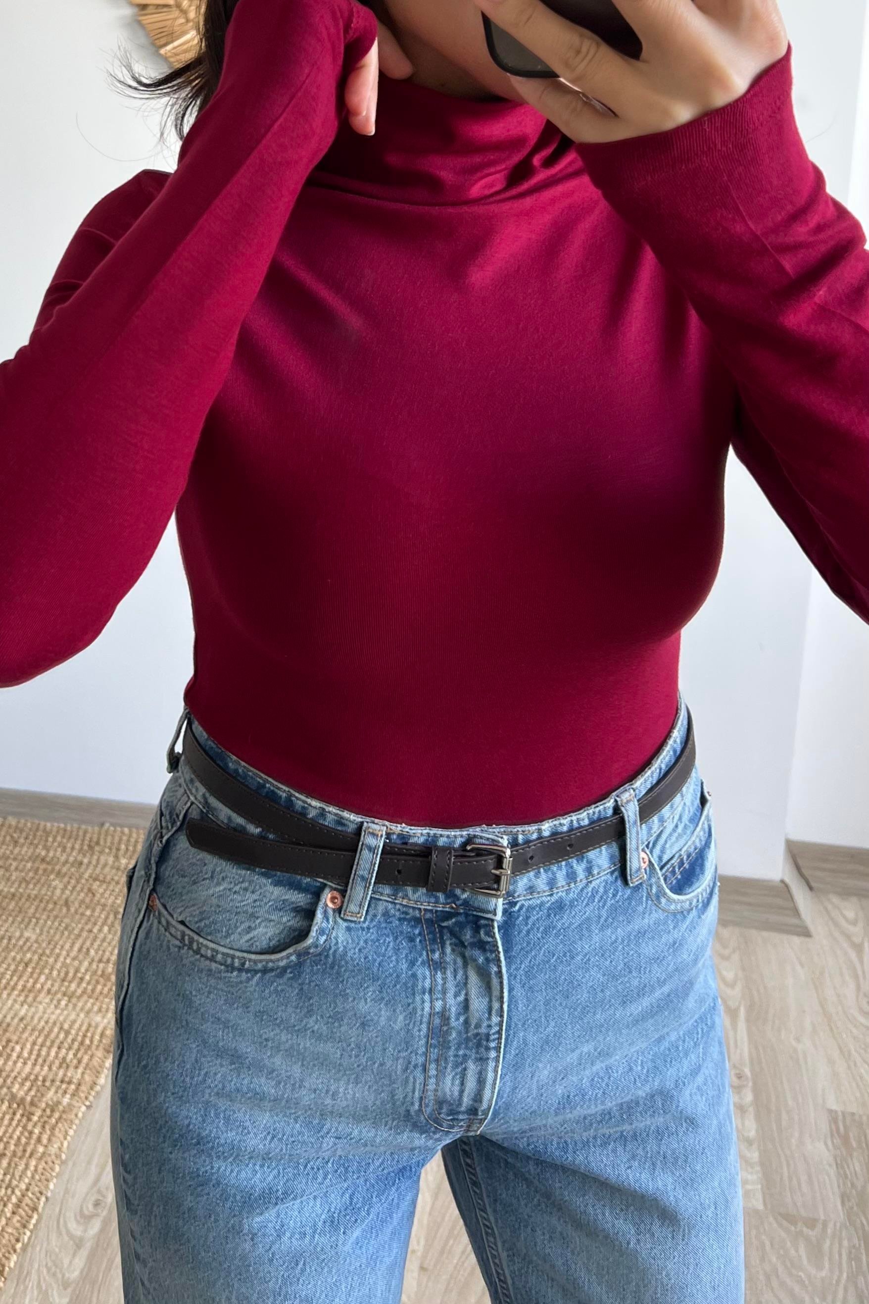 Bordo Boğazlı Yumuşak Dokulu Bluz  uygun fiyatlarda www.butikhola.com adresinde