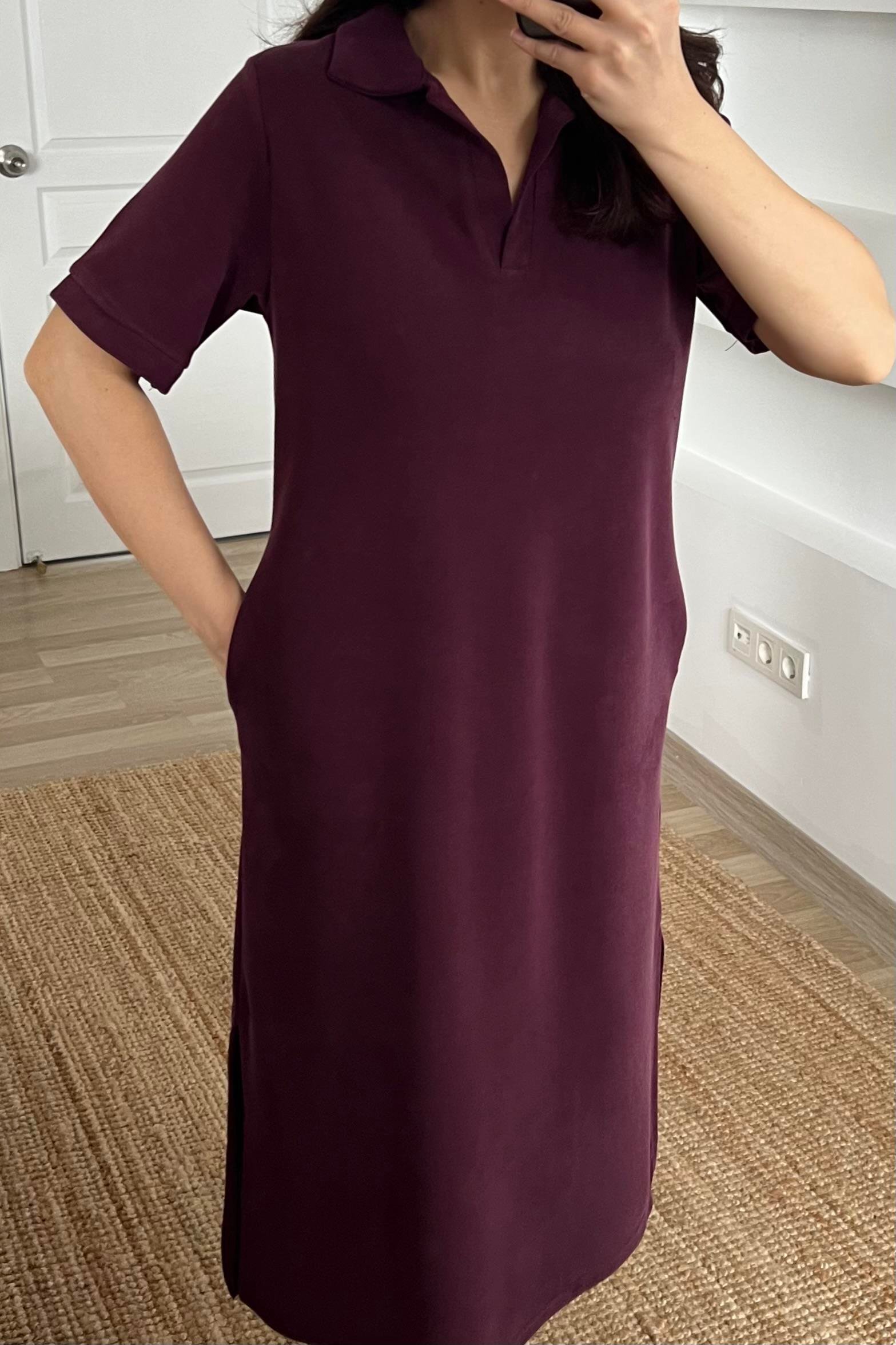 Bordo Cepli Polo Yaka Comfort Elbise uygun fiyatlarda www.butikhola.com adresinde