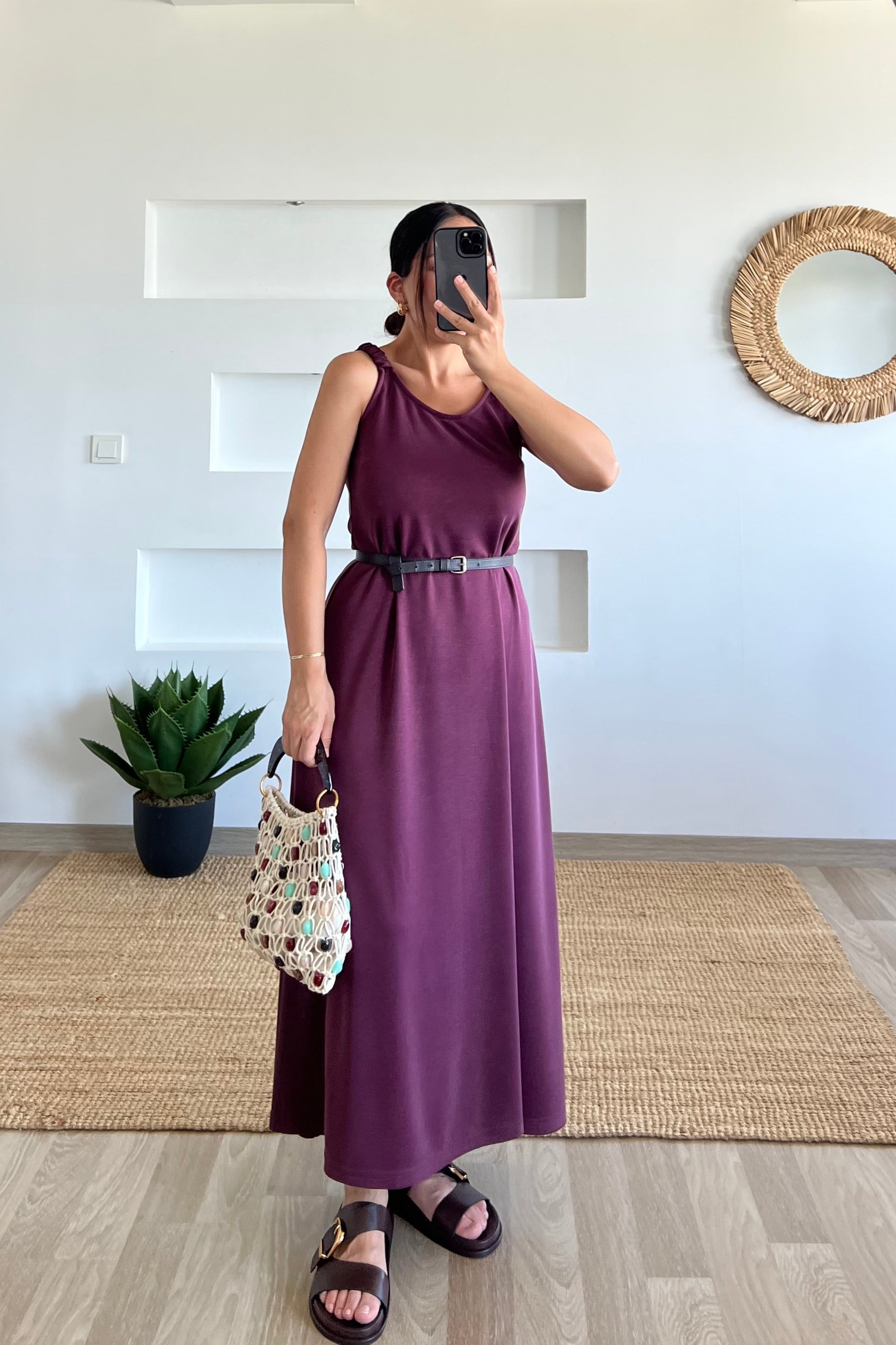 Bordo Comfort Pike Modal Askılı Elbise uygun fiyatlarda www.butikhola.com adresinde