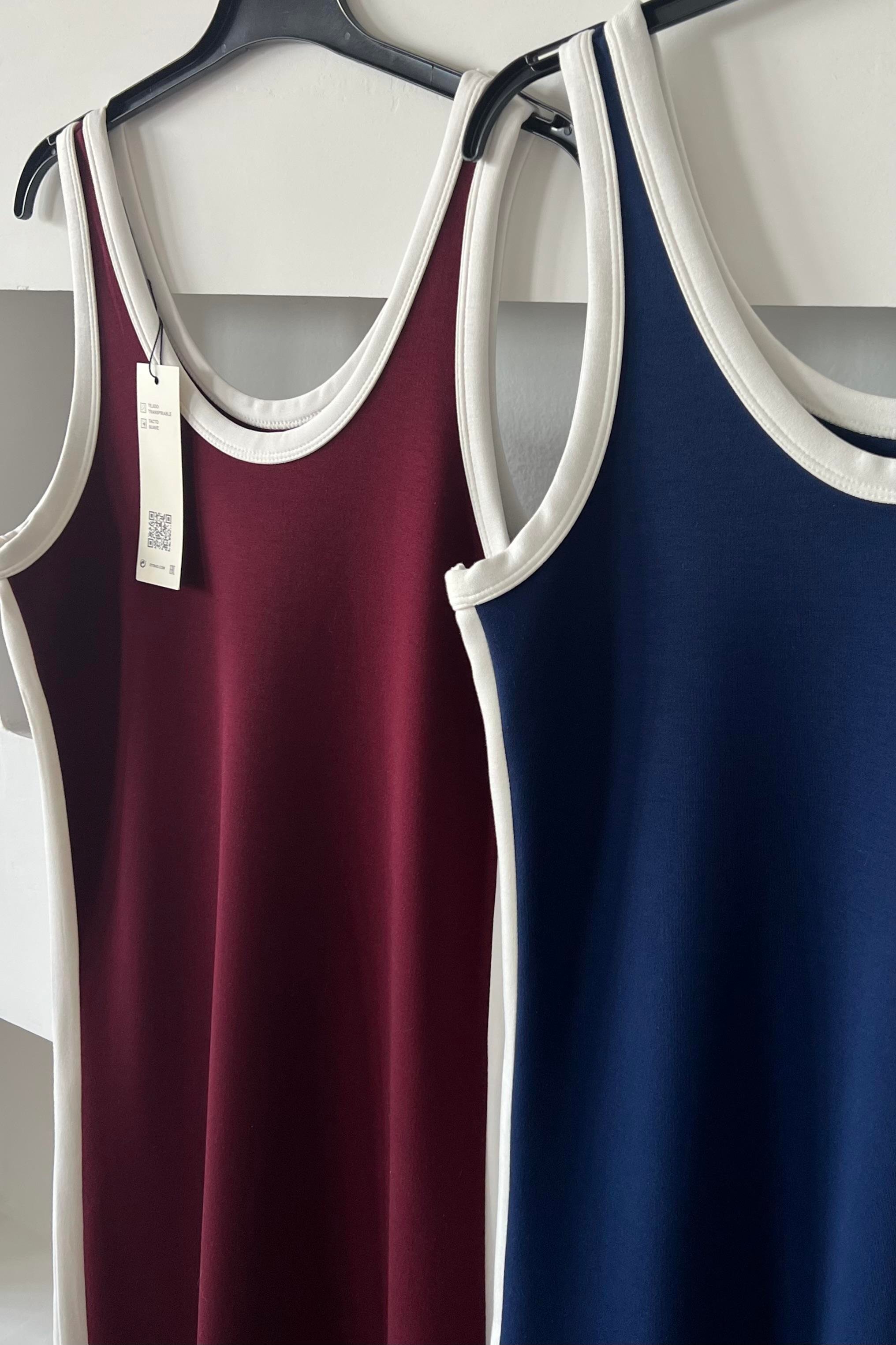 Bordo Ekru Biyeli Yırtmaçlı Elbise uygun fiyatlarda www.butikhola.com adresinde