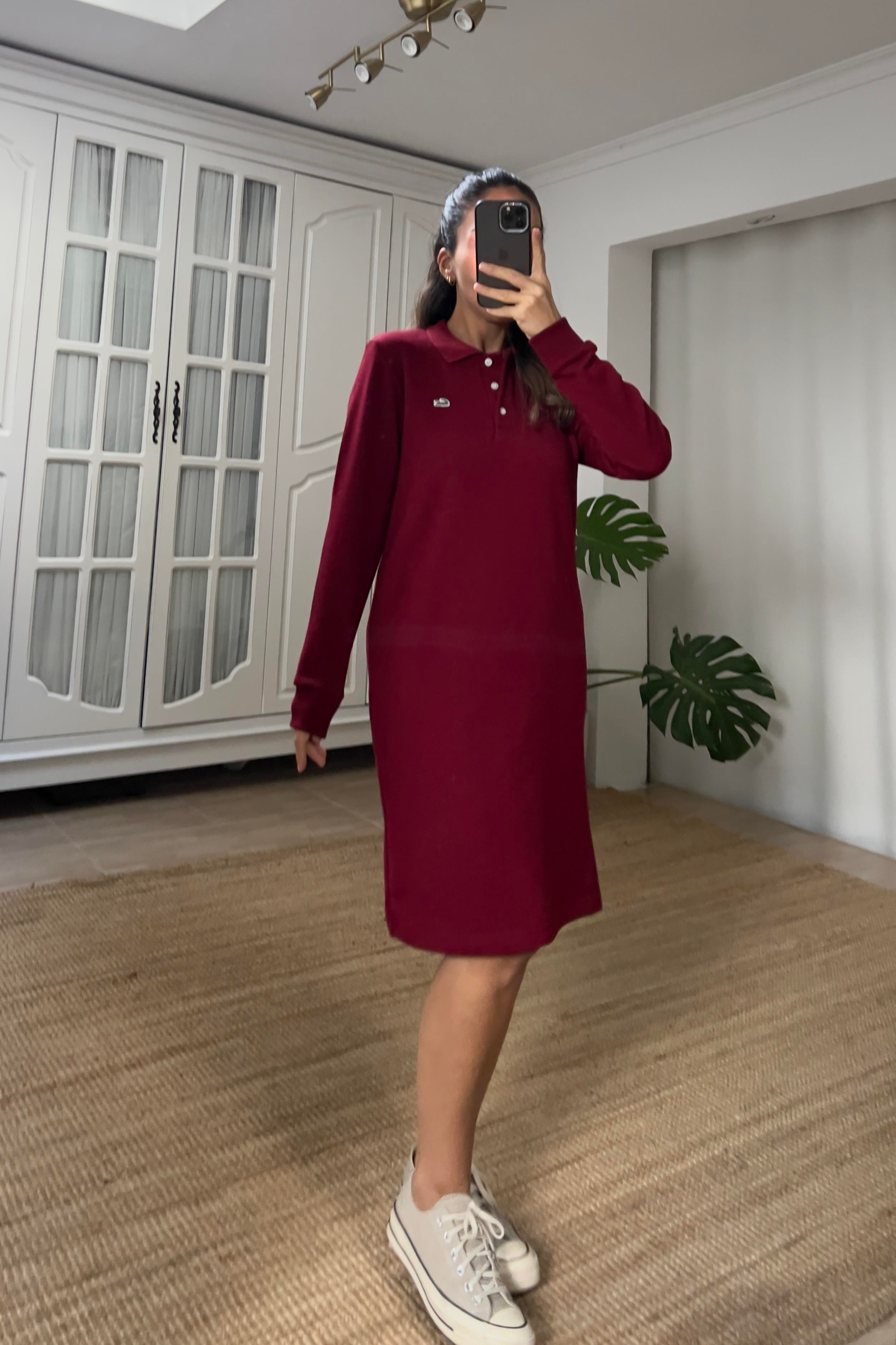 Bordo Logo Nakışlı Polo Yaka Sweat Elbise uygun fiyatlarda www.butikhola.com adresinde