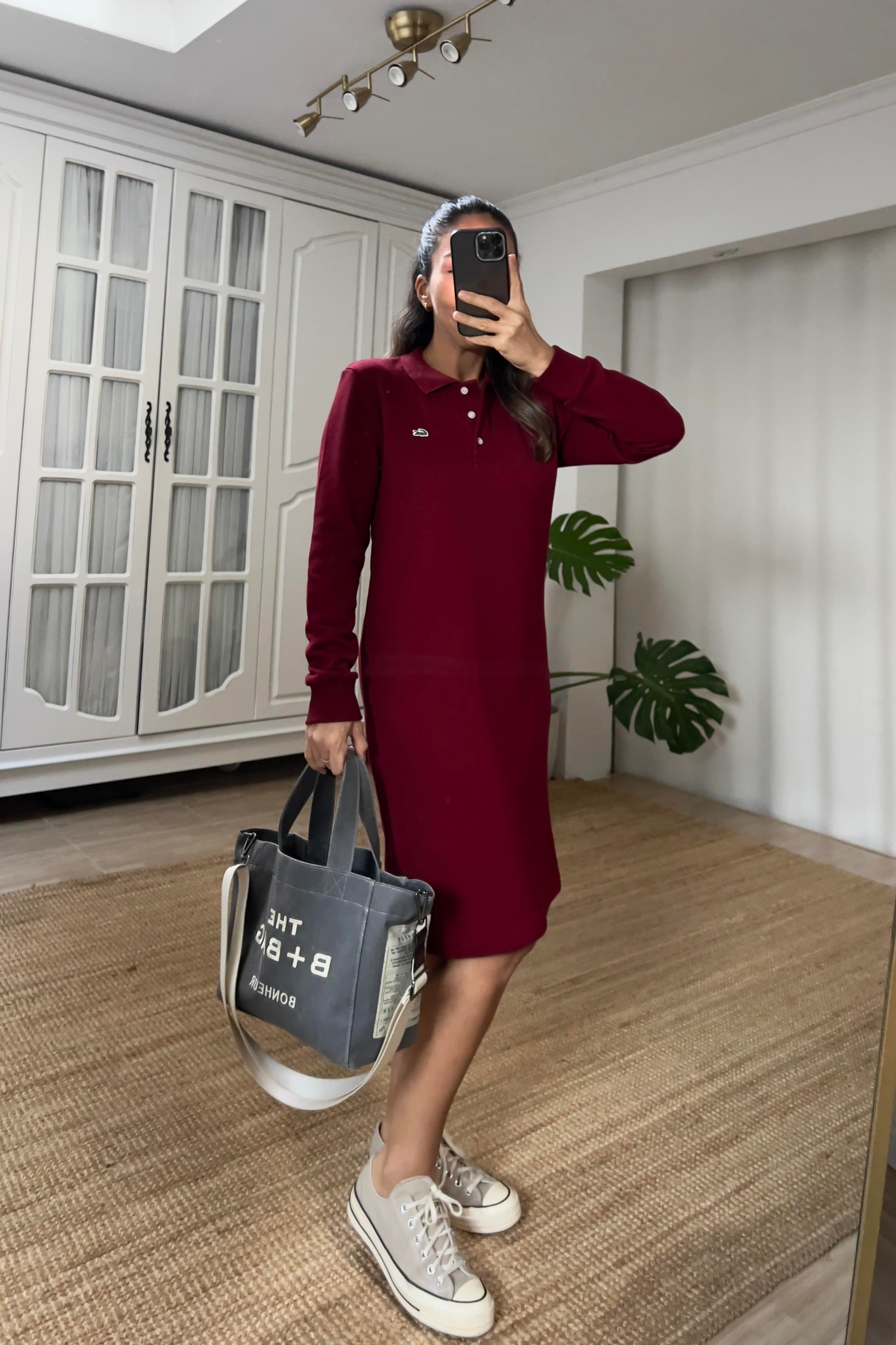 Bordo Logo Nakışlı Polo Yaka Sweat Elbise uygun fiyatlarda www.butikhola.com adresinde