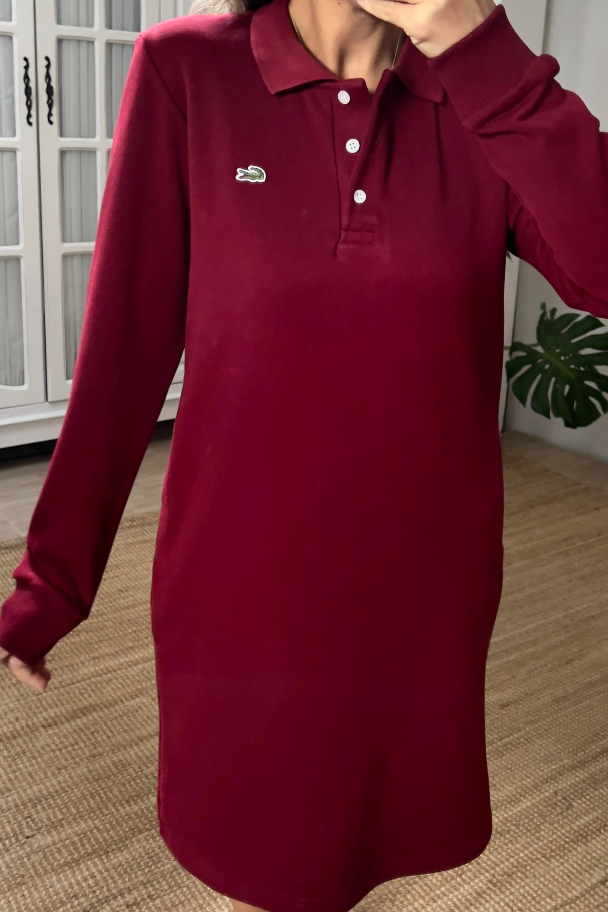 Bordo Logo Nakışlı Polo Yaka Sweat Elbise uygun fiyatlarda www.butikhola.com adresinde