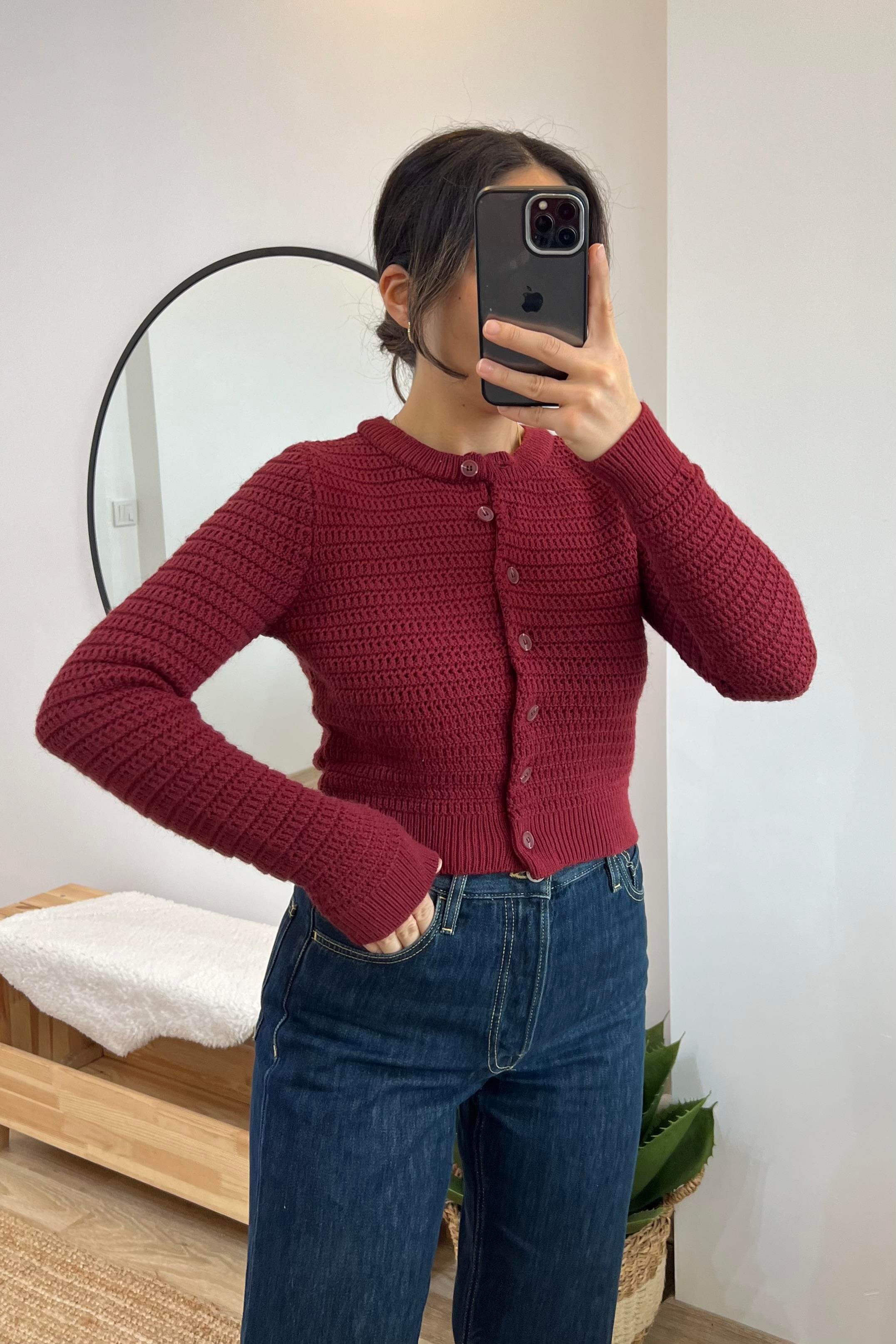 Bordo Mini Hırka uygun fiyatlarda www.butikhola.com adresinde