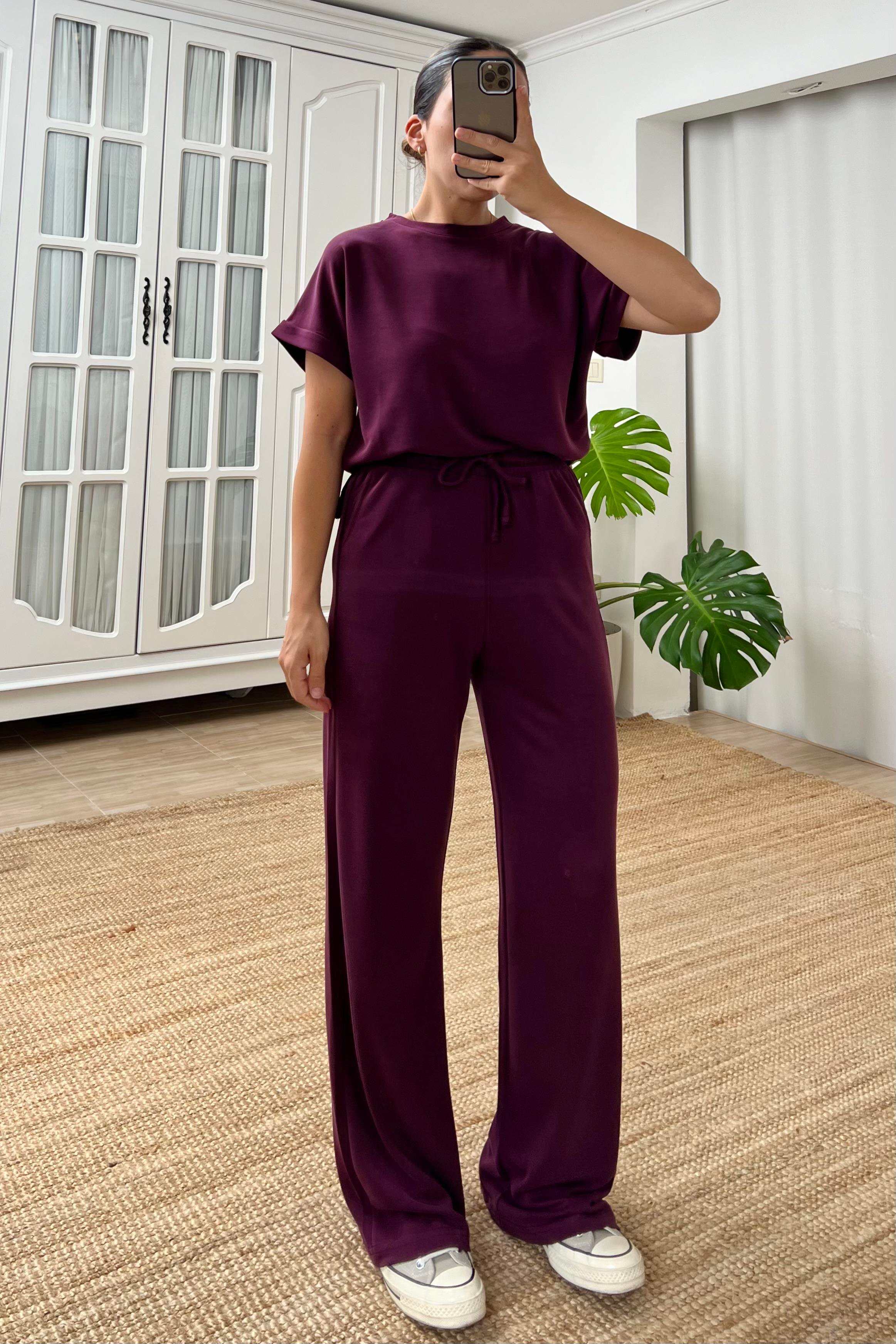 Bordo Oysho Kumaş Modal Tshirt Pantolon Takım uygun fiyatlarda www.butikhola.com adresinde
