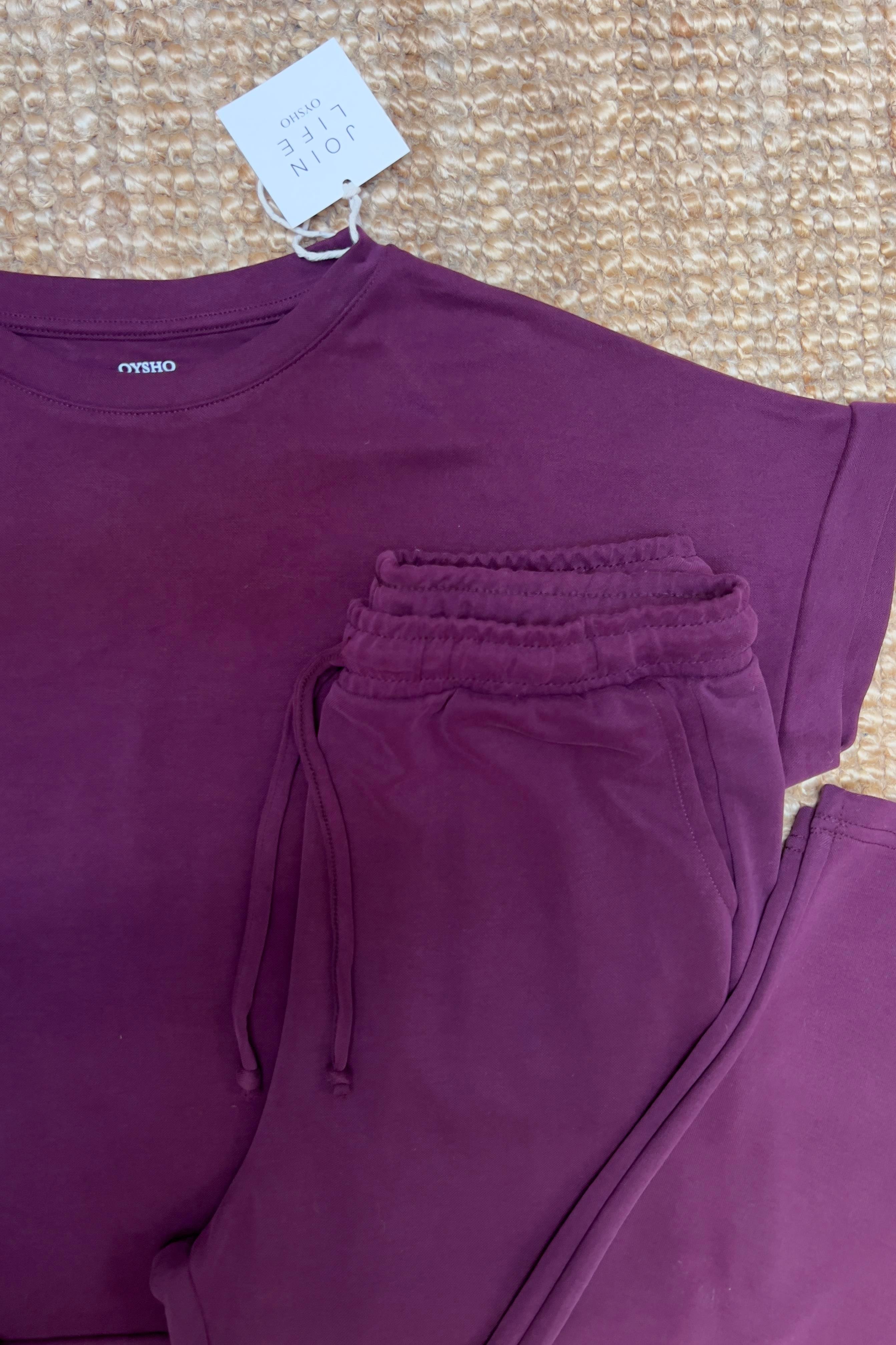 Bordo Oysho Kumaş Modal Tshirt Pantolon Takım uygun fiyatlarda www.butikhola.com adresinde