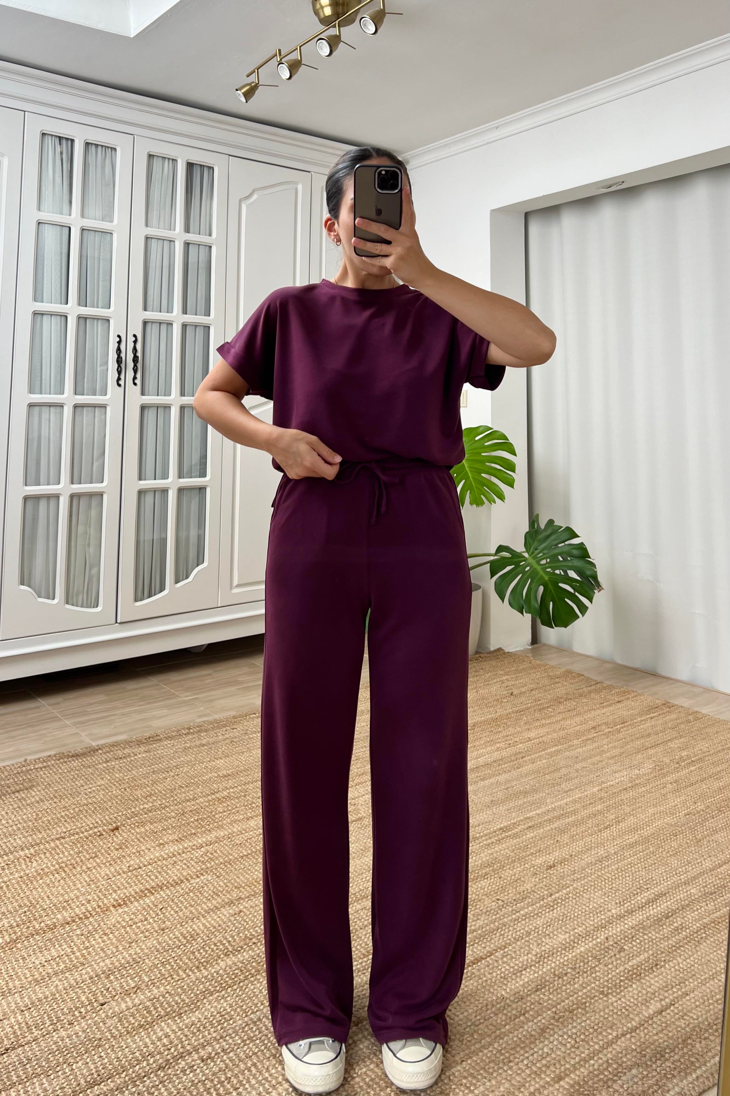 Bordo Oysho Kumaş Modal Tshirt Pantolon Takım uygun fiyatlarda www.butikhola.com adresinde