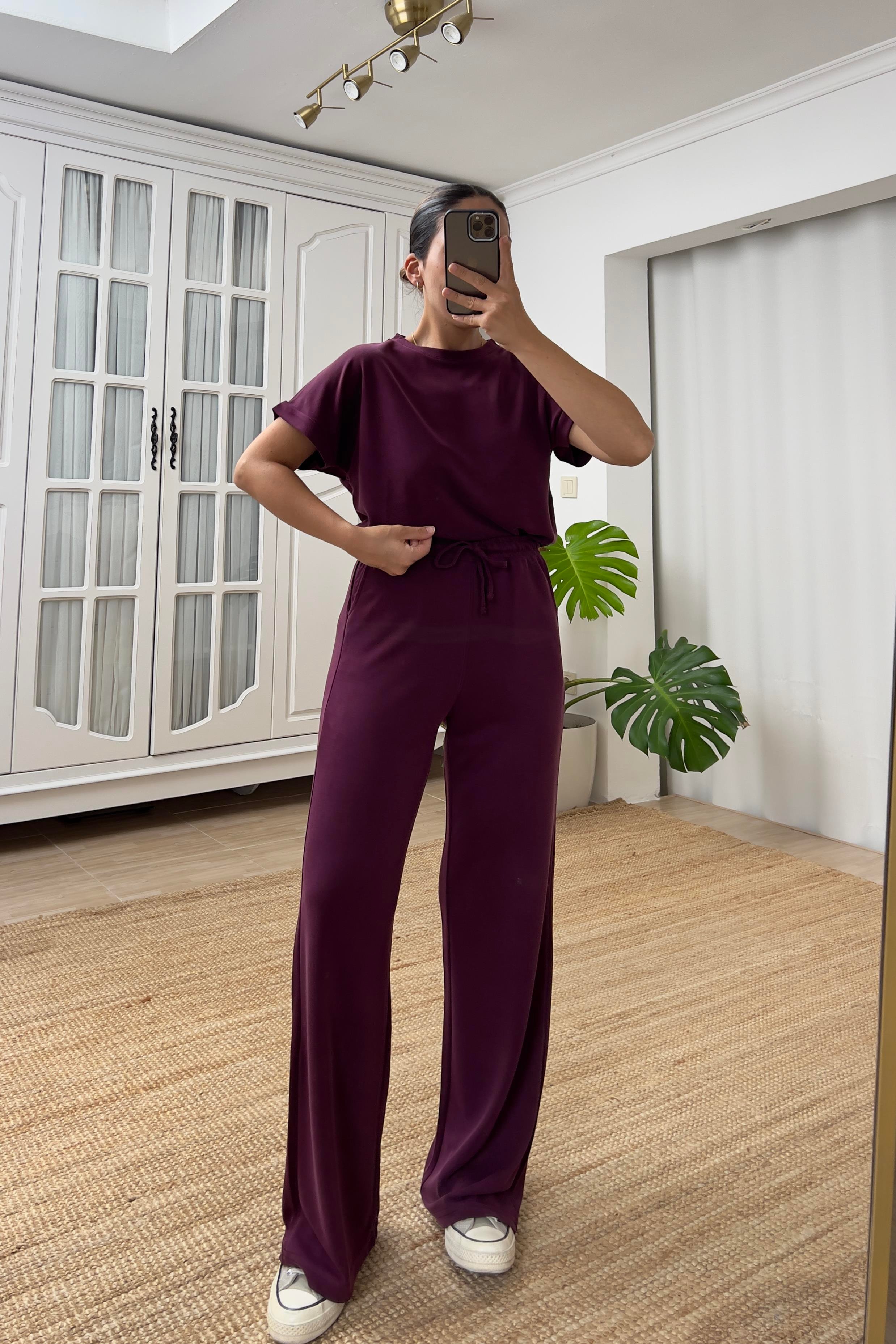 Bordo Oysho Kumaş Modal Tshirt Pantolon Takım uygun fiyatlarda www.butikhola.com adresinde
