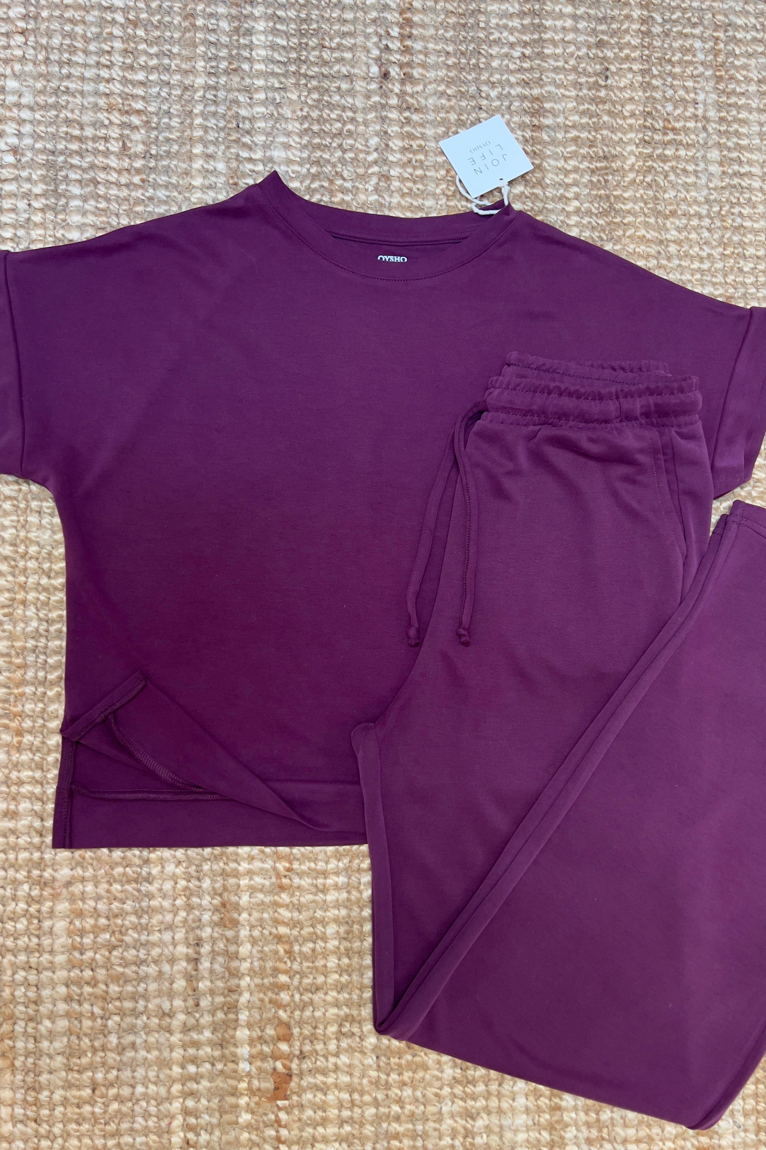 Bordo Oysho Kumaş Modal Tshirt Pantolon Takım uygun fiyatlarda www.butikhola.com adresinde