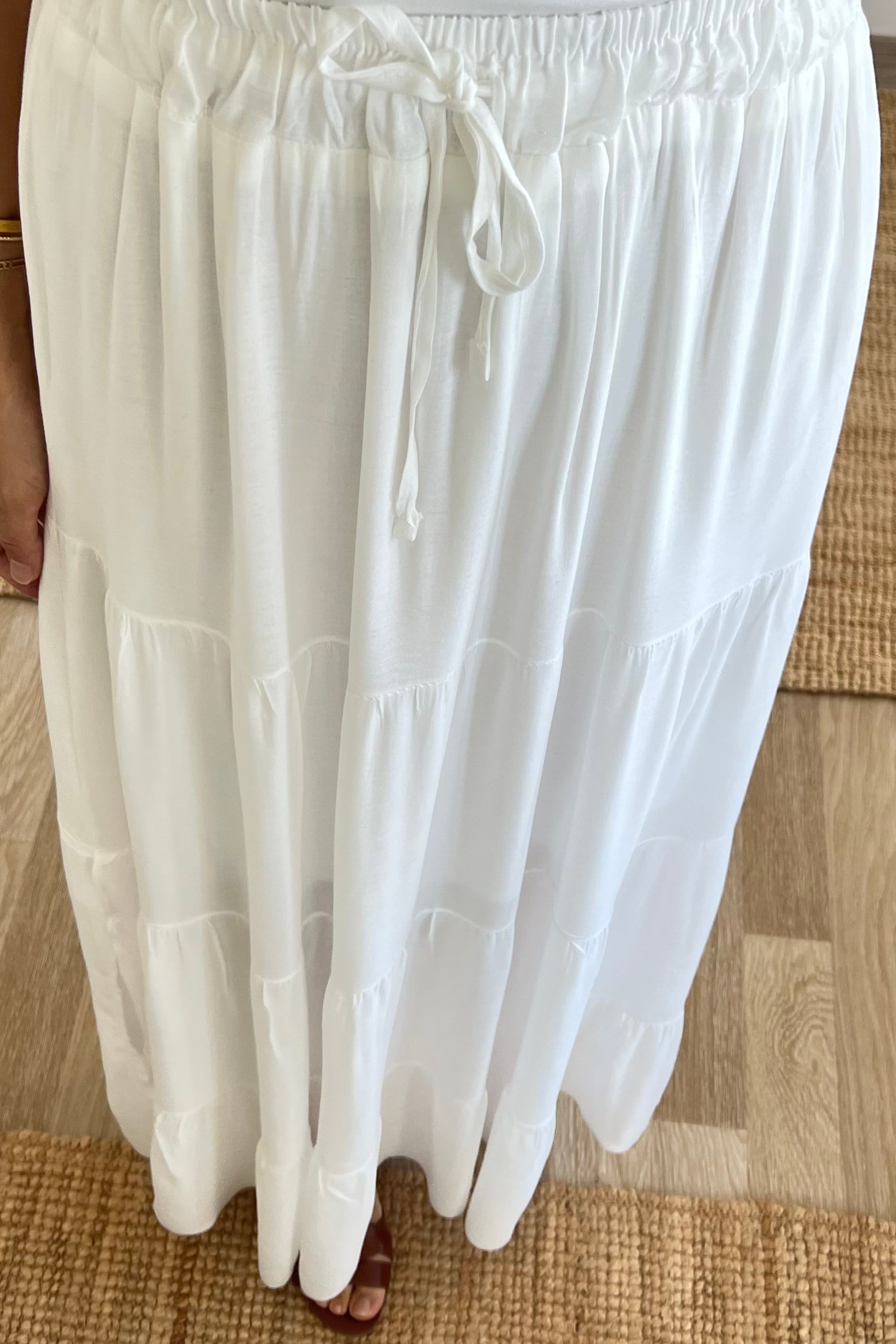 Ekru Astarlı Beli Lastikli Bohem Etek uygun fiyatlarda www.butikhola.com adresinde