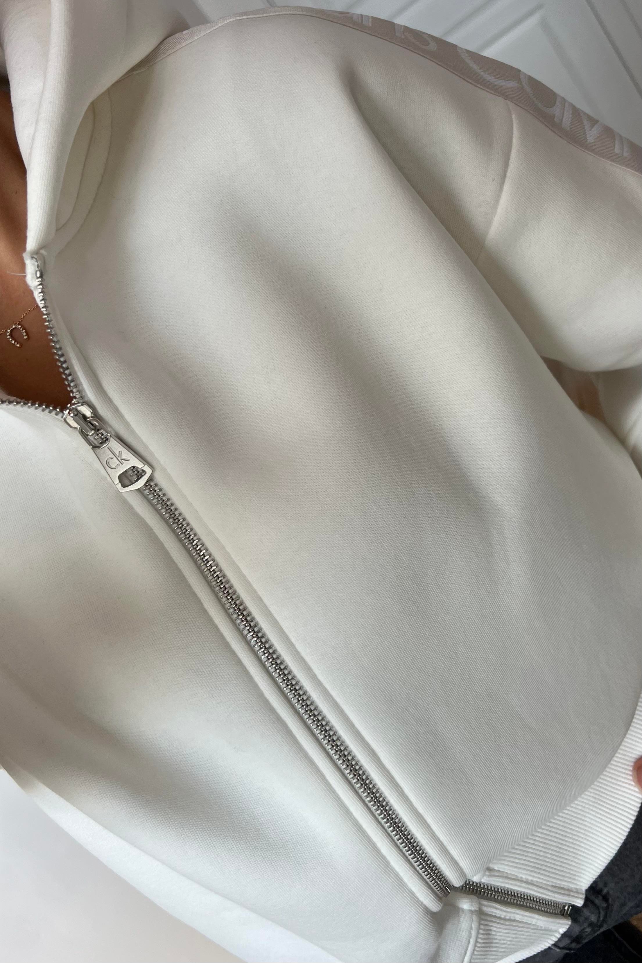 Ekru Ck Şerit Detaylı Kapüşonlu Bomber Sweatshirt  uygun fiyatlarda www.butikhola.com adresinde