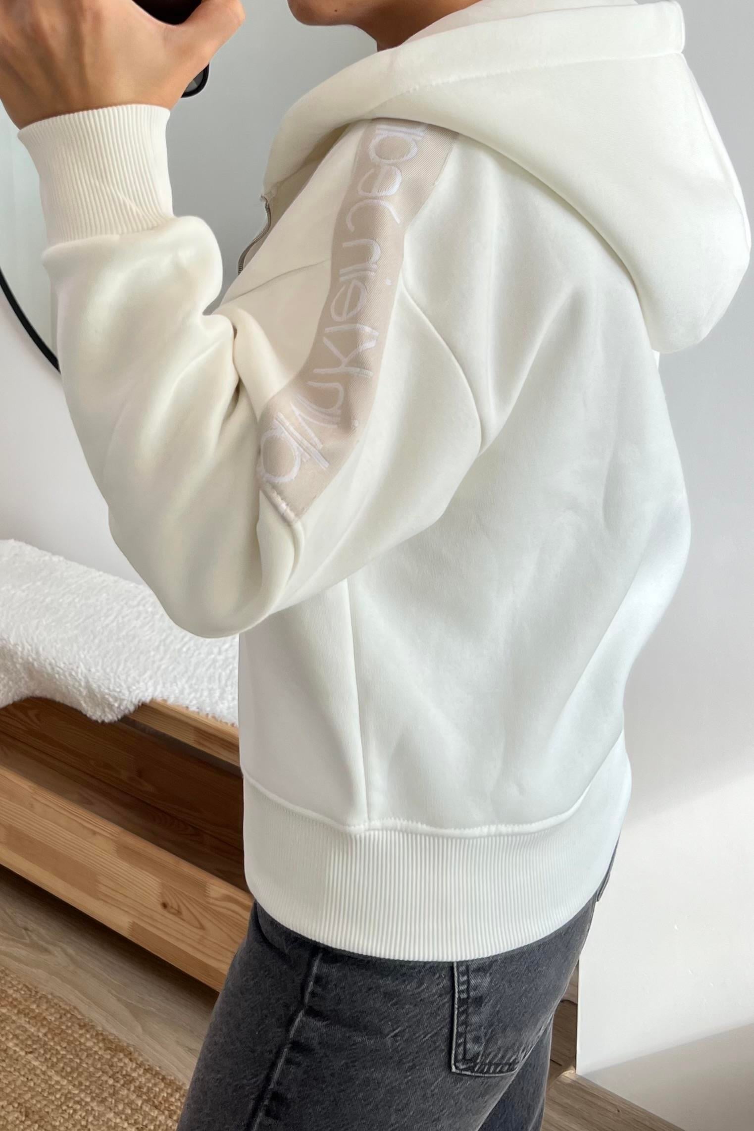 Ekru Ck Şerit Detaylı Kapüşonlu Bomber Sweatshirt  uygun fiyatlarda www.butikhola.com adresinde
