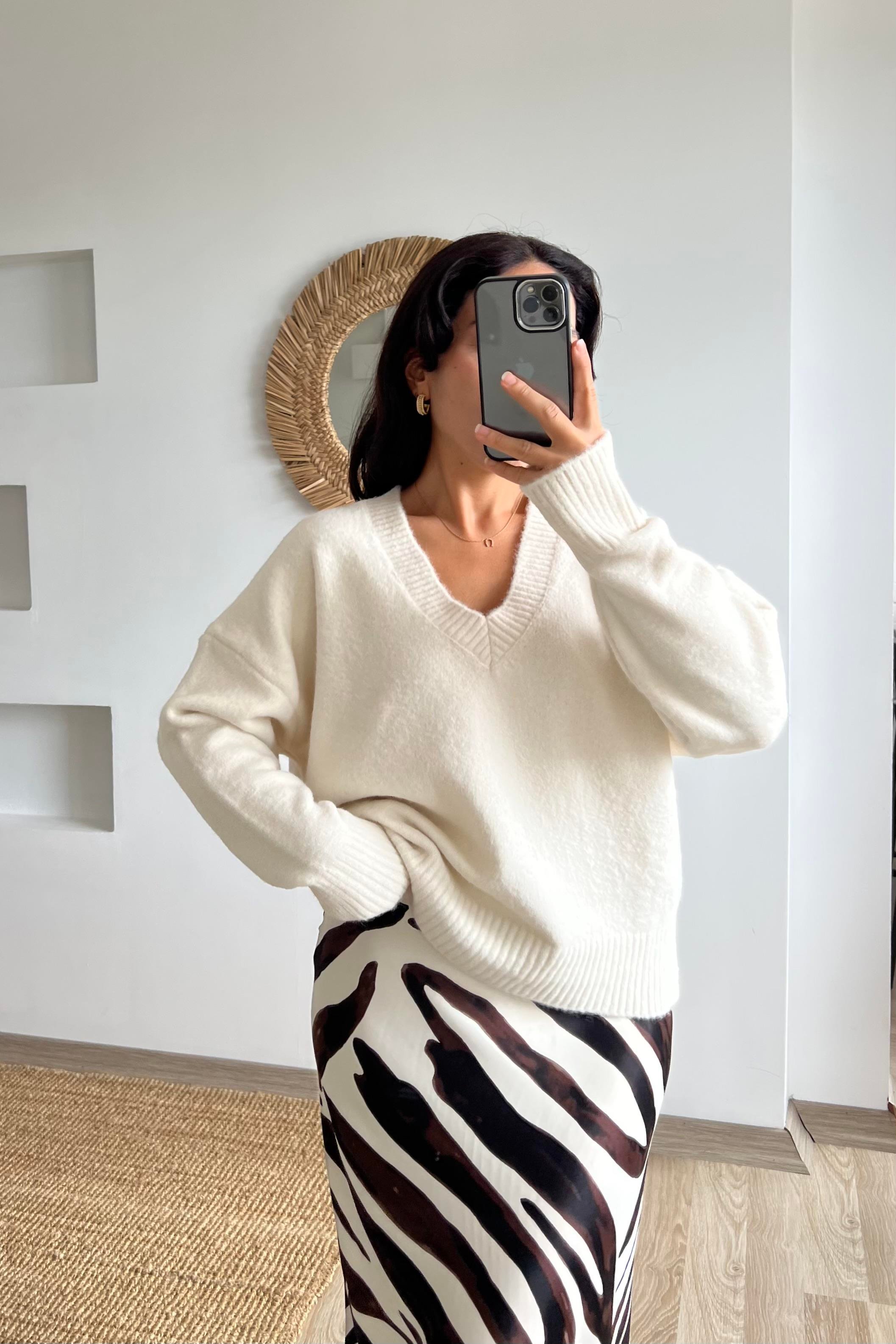Ekru Desenli Beli Lastikli Saten Etek uygun fiyatlarda www.butikhola.com adresinde
