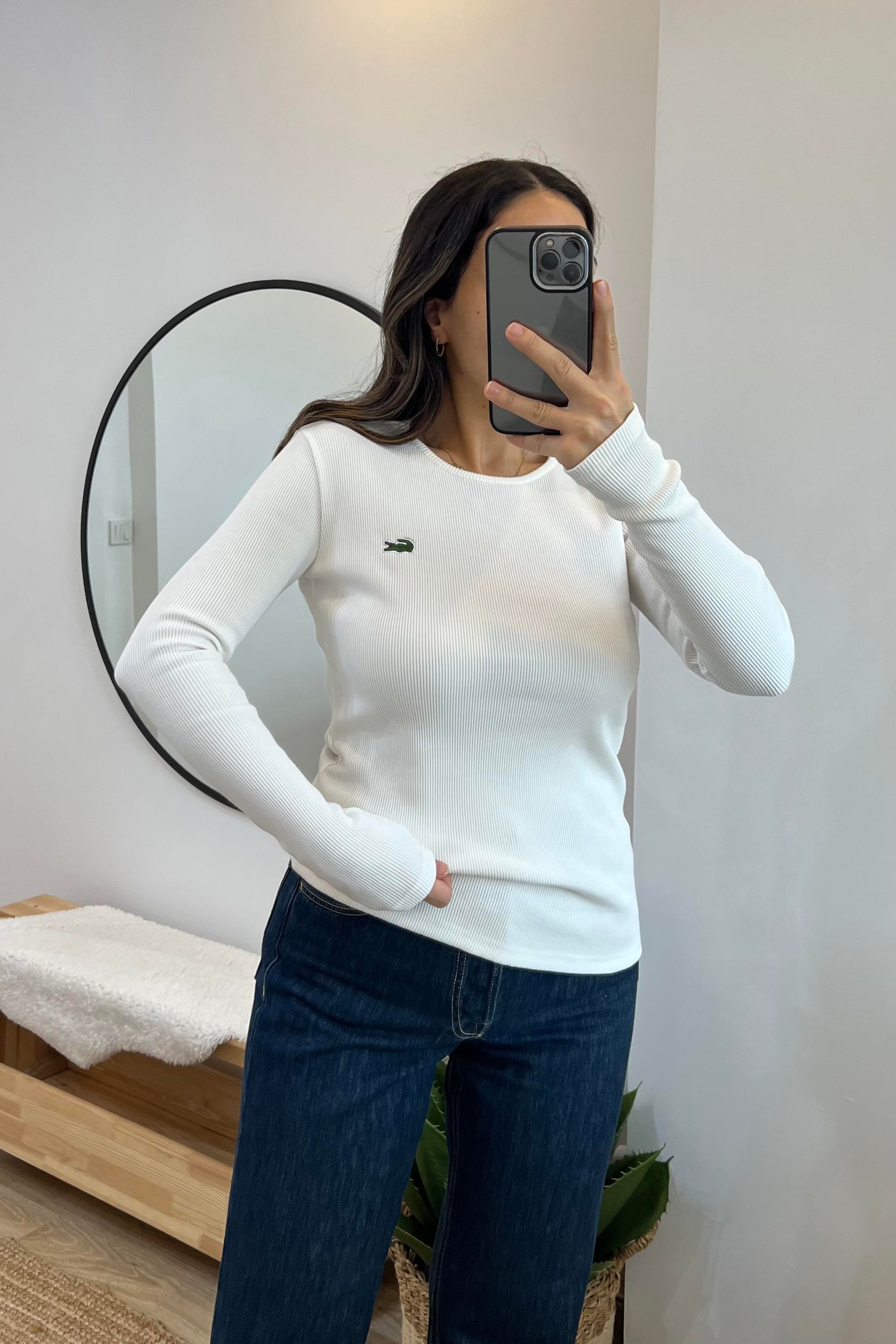Ekru Logo Nakışlı Uzun Kollu Bluz uygun fiyatlarda www.butikhola.com adresinde