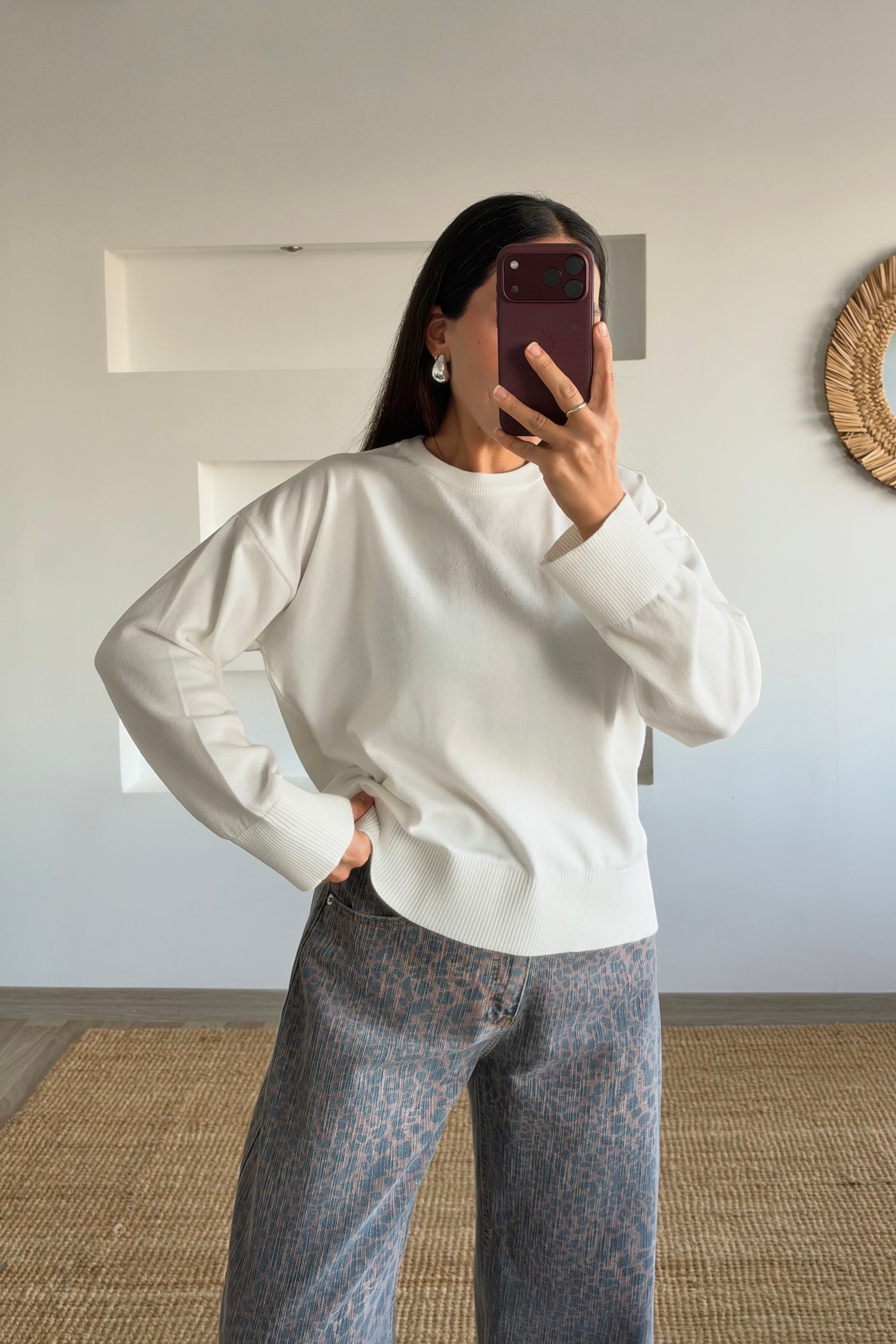 Ekru Organik Pamuk Basic Kazak uygun fiyatlarda www.butikhola.com adresinde