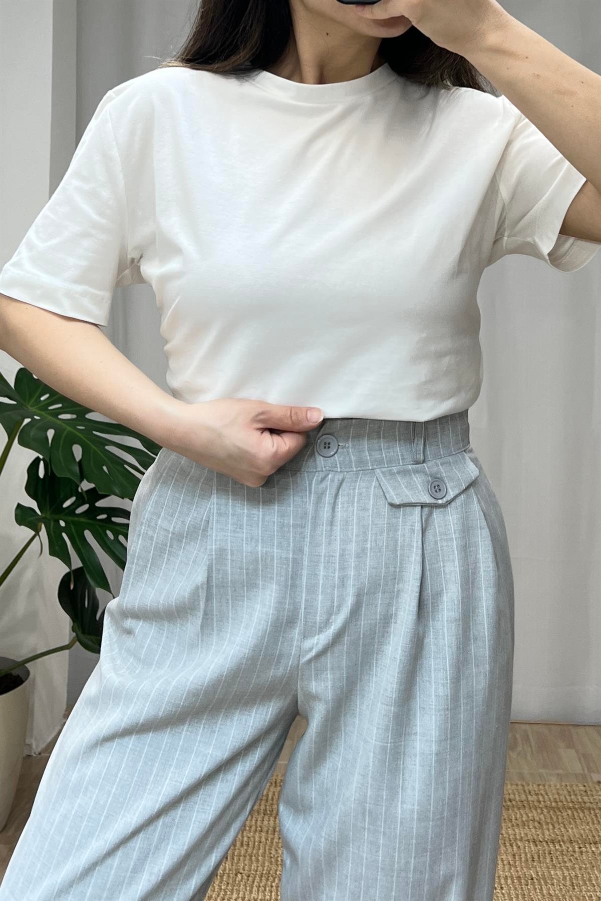 Ekru Orjinal Marka Likralı Basic Tshirt uygun fiyatlarda www.butikhola.com adresinde