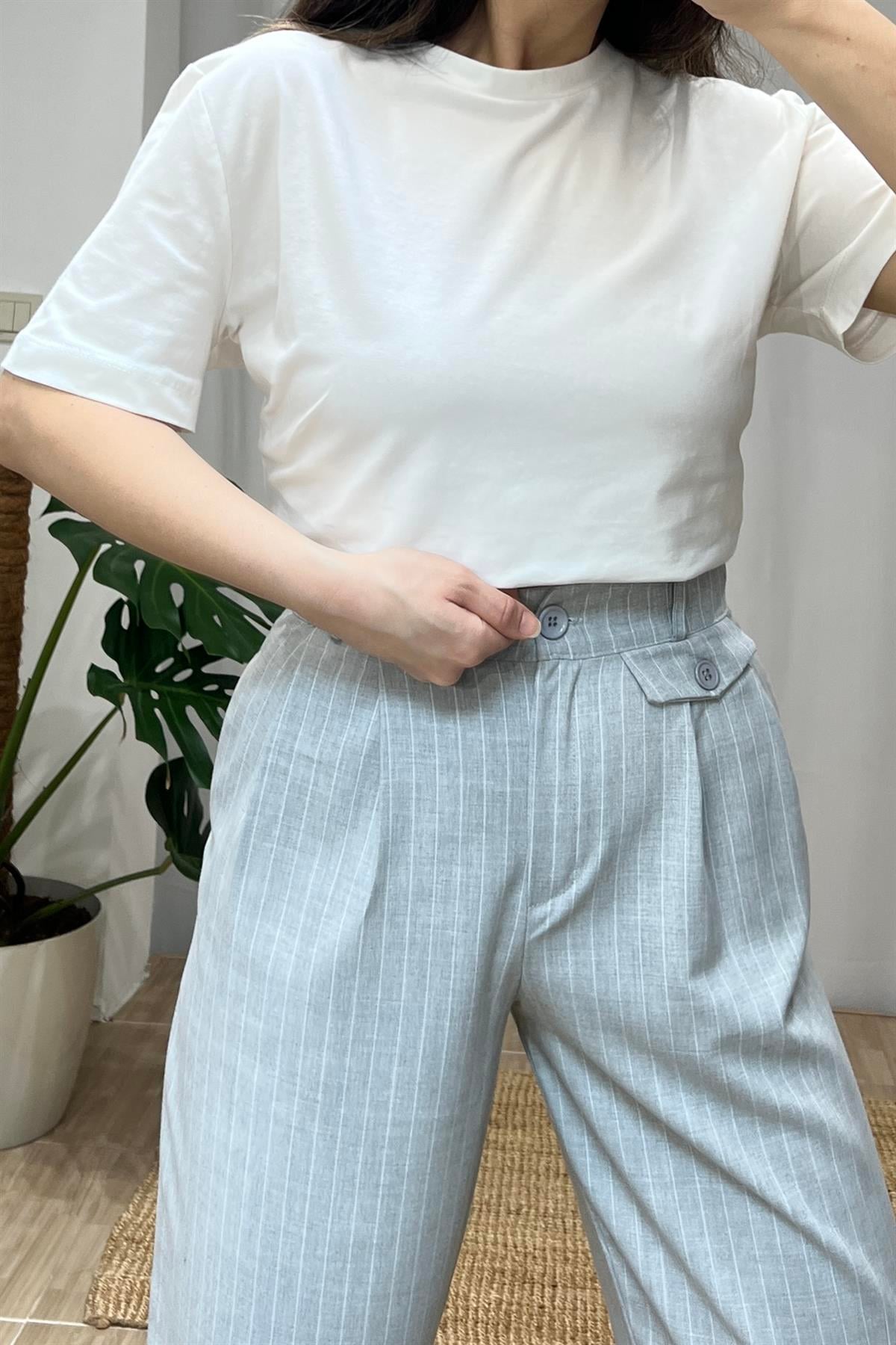 Ekru Orjinal Marka Likralı Basic Tshirt uygun fiyatlarda www.butikhola.com adresinde