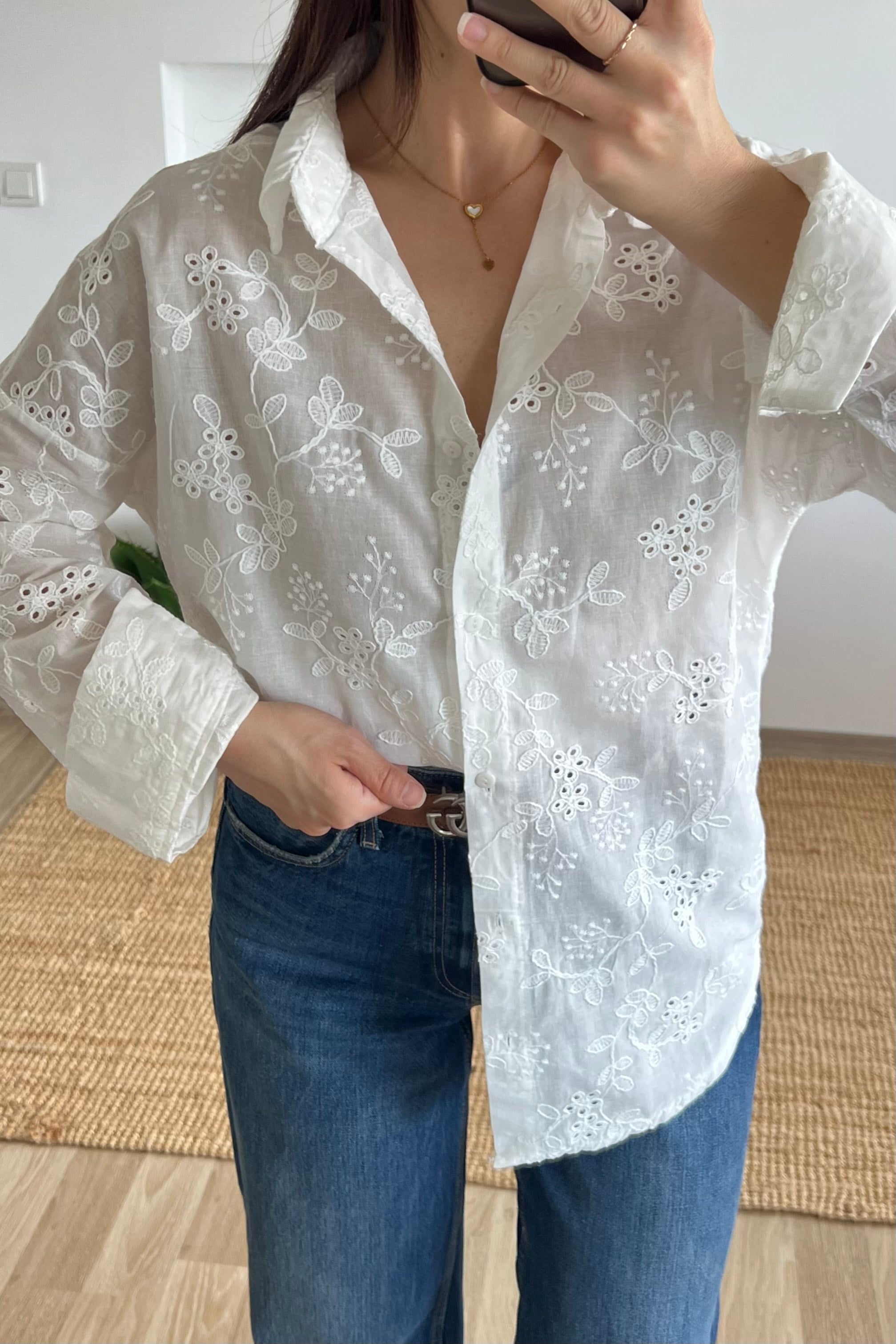 Flora Fisto İşlemeli Gömlek uygun fiyatlarda www.butikhola.com adresinde
