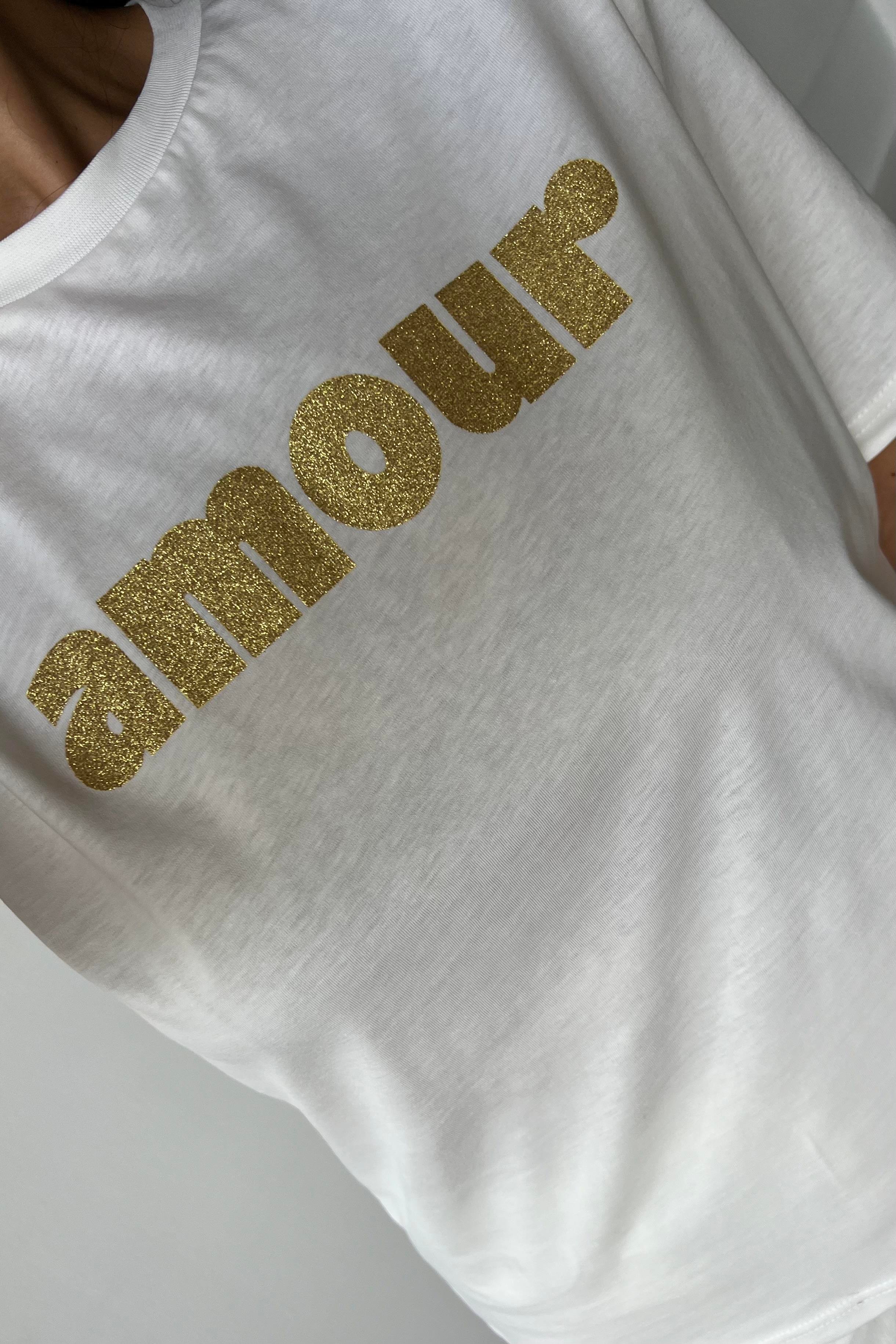 Gold Simli Amour Tshirt uygun fiyatlarda www.butikhola.com adresinde