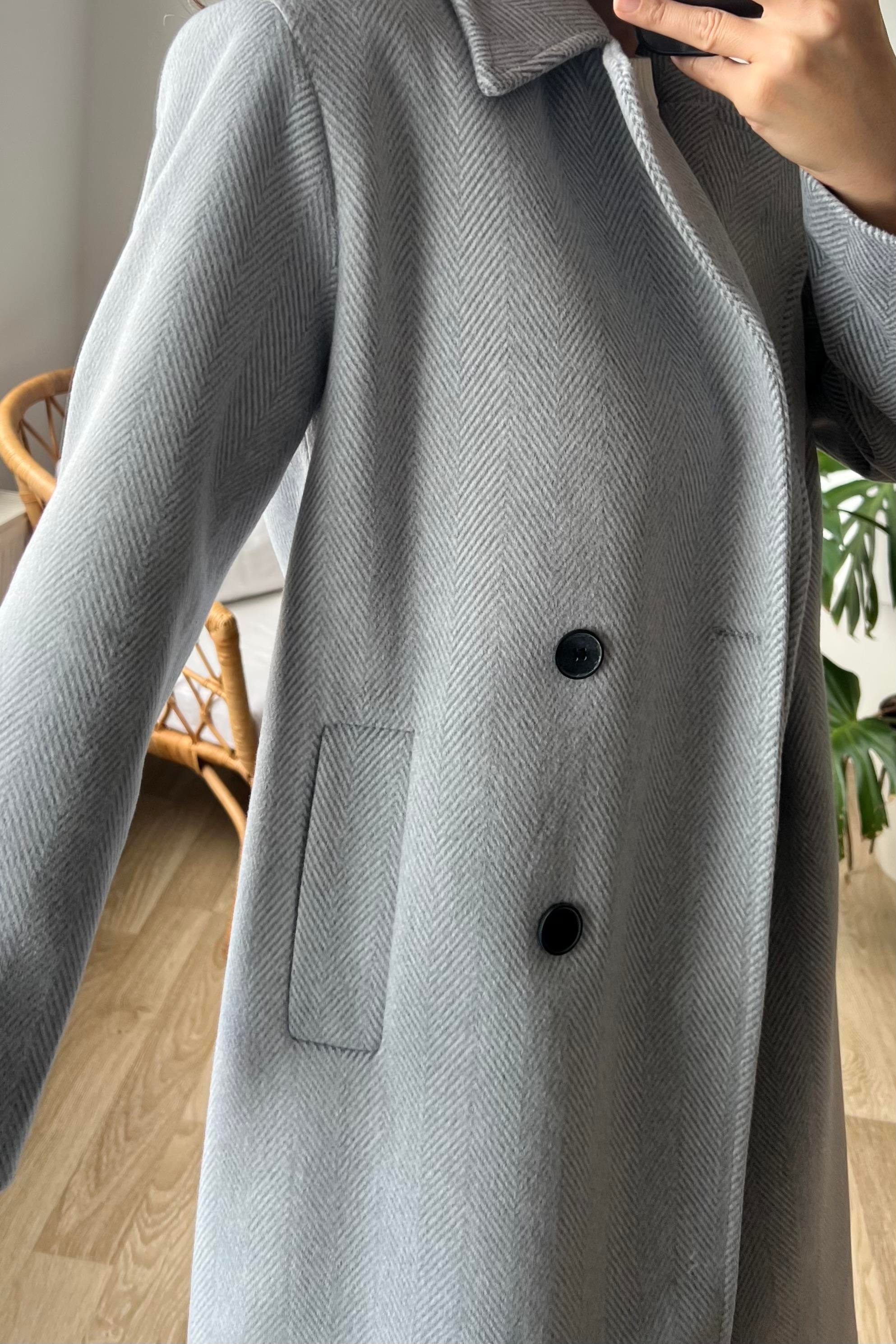 Gri Balıksırtı Premium Kruvaze Kaban uygun fiyatlarda www.butikhola.com adresinde